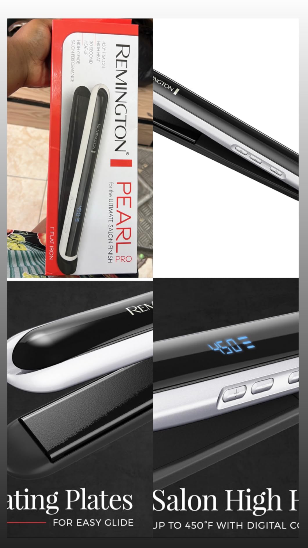 Remington Pearl Pro Ceramic Flat Iron Hair Straightener, 1-inch Floating Plates, Fast 30 Second Heat up, Black & White customer photo 1
