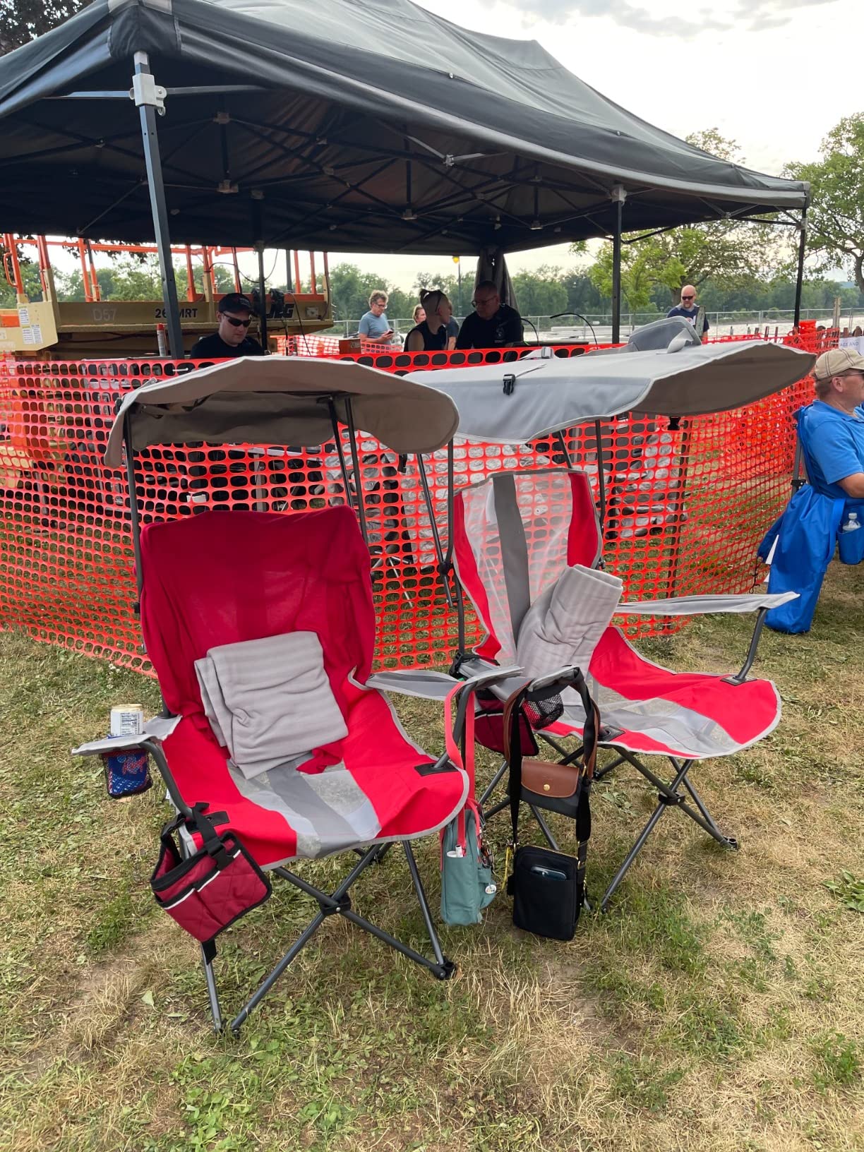 Kelsyus Original Foldable Canopy Chair for Camping, Tailgates, and Outdoor Events, Grey/Red customer photo 1