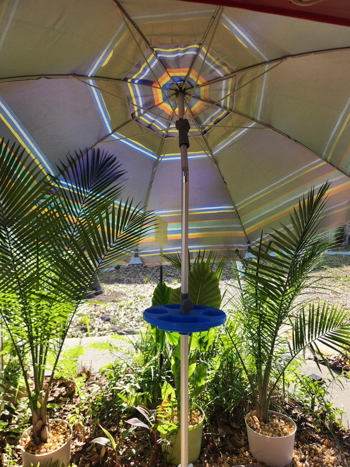 AMMSUN 7ft Heavy Duty High Wind Beach Umbrella Parasols with Sand Anchor Vent Tilt UPF 50+ Sun Protection Portable Outdoor Sunshade Umbrellas Carry Bag for Patio Garden Pool Backyard Blue customer photo 2