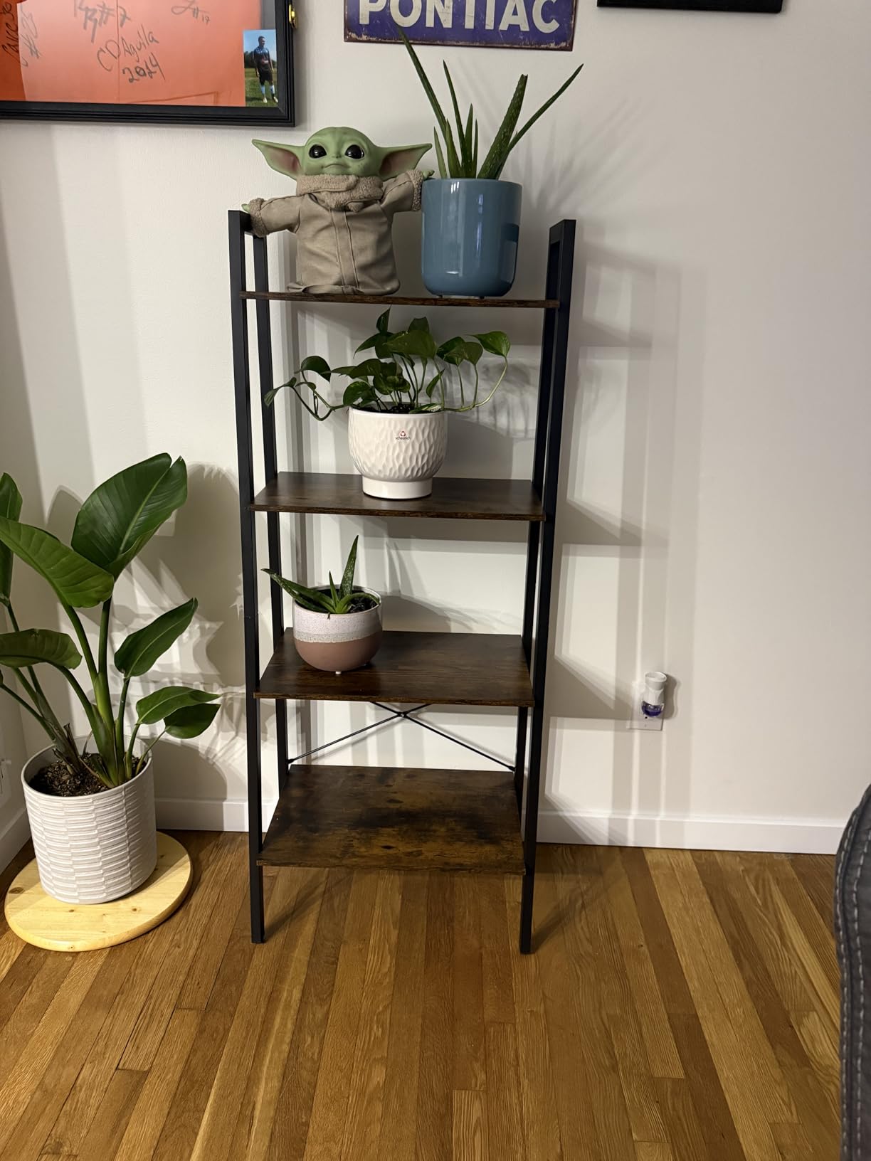 VASAGLE BARNET Collection - Ladder Shelf, Bookshelf, Storage Rack, Modern Bookcase for Living Room Home Office Kitchen, Steel Frame, 4-Tier, 22-Inch Wide, Rustic Brown and Ink Black ULLS44X customer photo 1