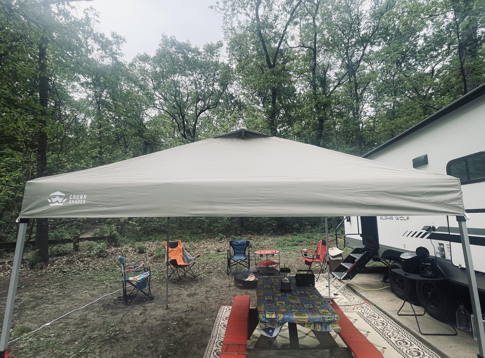 CROWN SHADES 10x10 Pop Up Canopy Tent with One Push Setup, Grid White customer photo 2