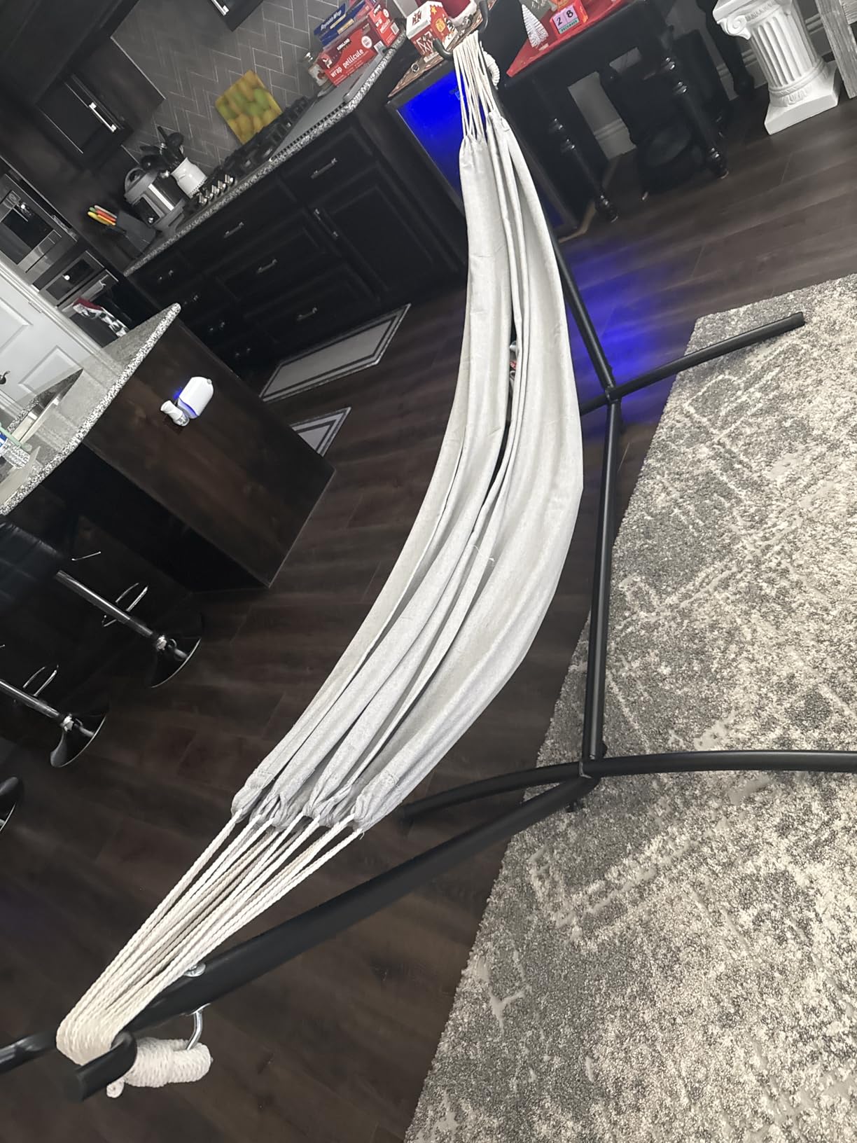 Lazy Daze Portable Hammock with Stand, Free Standing Hammocks for Indoor Outdoor Patio Yard, 9ft Steel, 2 Person, 450 lbs Capacity (White) customer photo 2