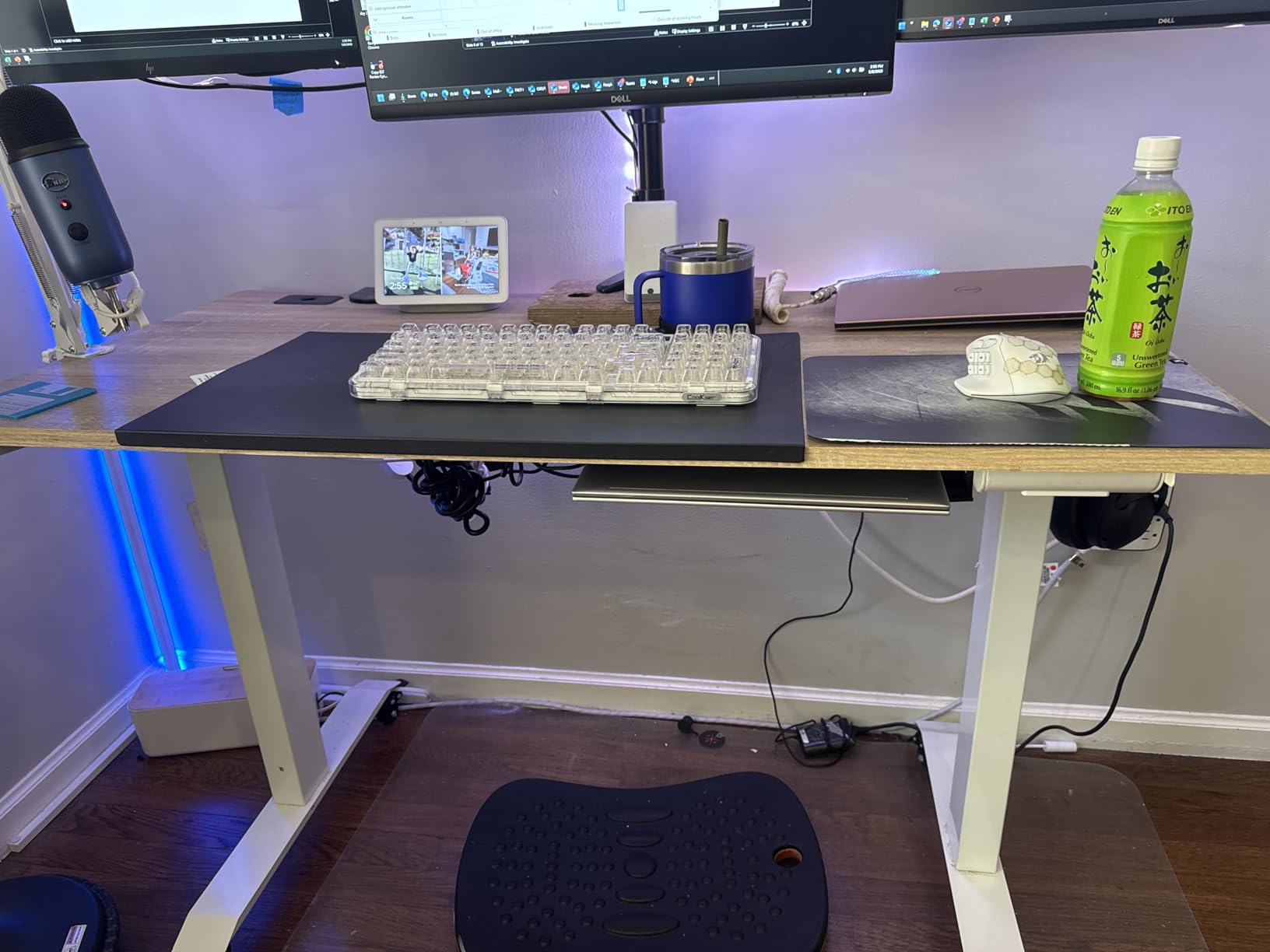 SHW 55 x 28 Electric Height Adjustable Standing Desk w/Drawer, Maple customer photo 2