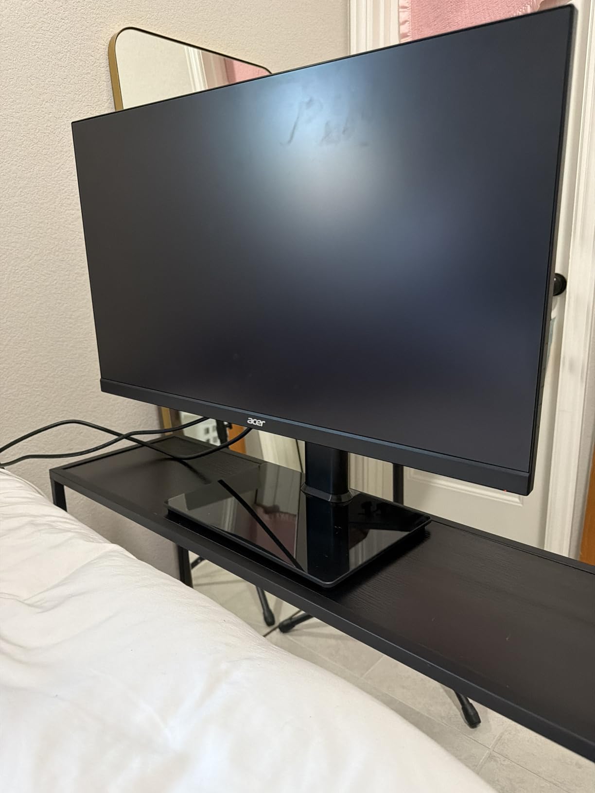Single LCD Computer Monitor Free-Standing Desk Stand Mount Riser for 13 inch to 32 inch screen with Swivel, Height Adjustable, Rotation, Vesa Base Stand Holds One (1) Screen up to 77Lbs(HT05B-001)) customer photo 2