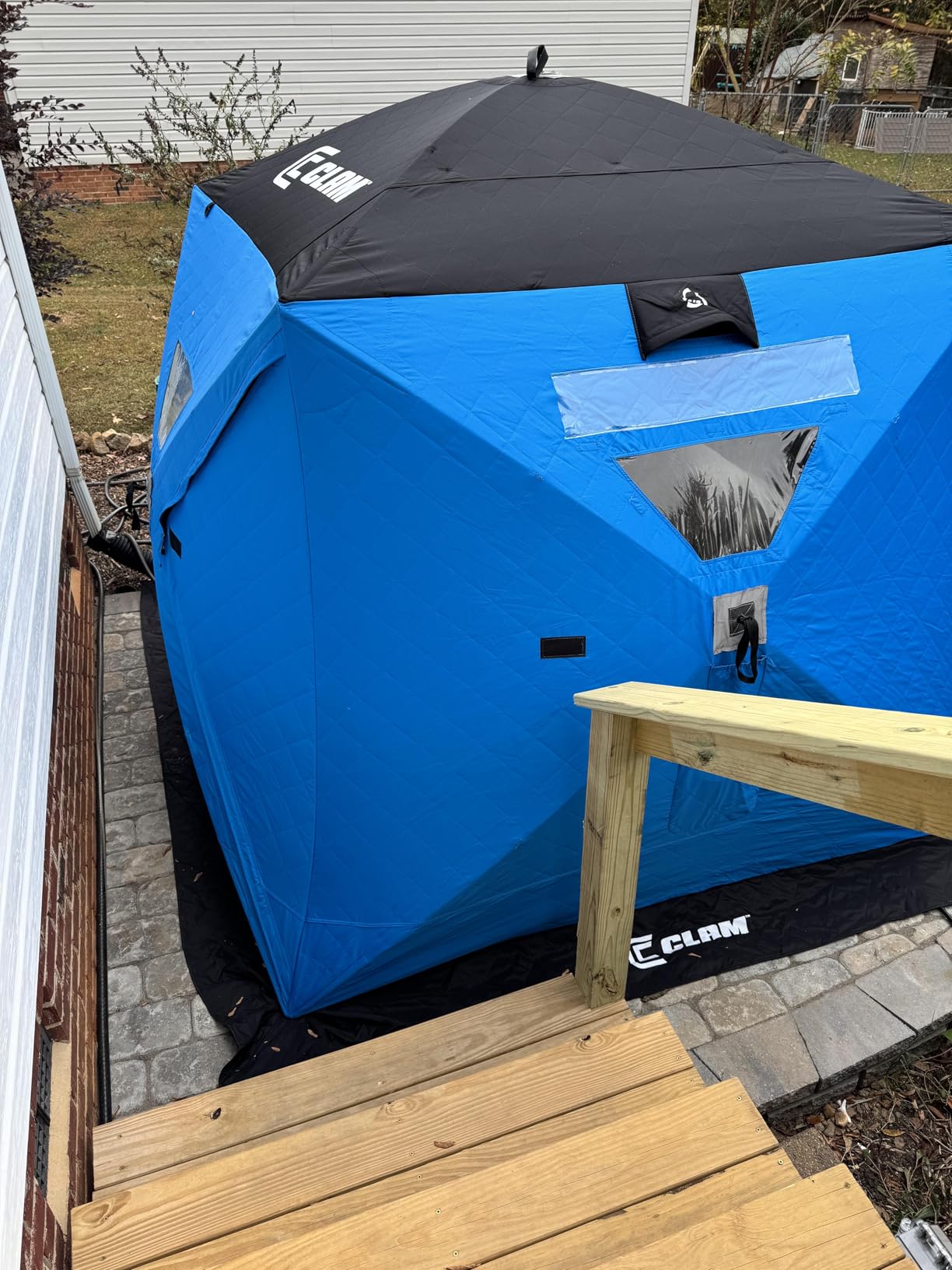 CLAM Pop-Up Ice Fishing Hub Shelter - 4-Sided Portable Tent with Anchors, Snow Skirt & Bag - 6x6 ft, 2-3 Angler - Uninsulated customer photo 1