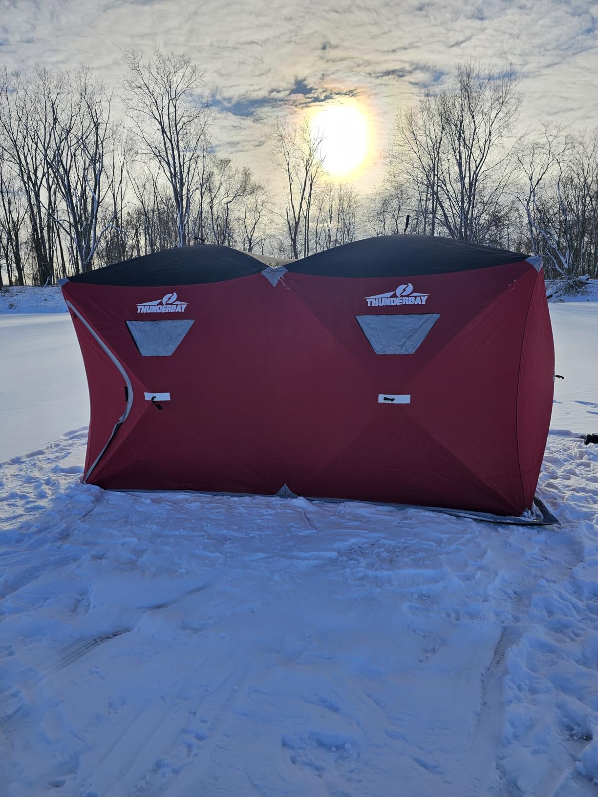 THUNDERBAY Ice Cube Series Pop-Up Hub-Style Ice Fishing Shelter, 68-112 Square Feet of Fishable Area, Portable 6-8 Person Ice Shanty customer photo 2