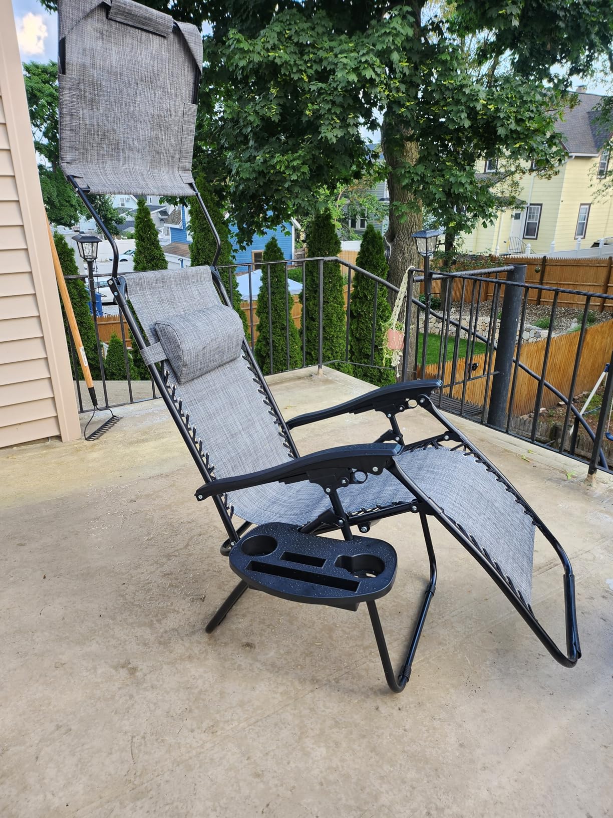 Homall Zero Gravity Chair Patio Lawn Chair Lounge Chair Folding Recliner Adjustable Outdoor with Canopy Shade,Cup Holder (Black) customer photo 2