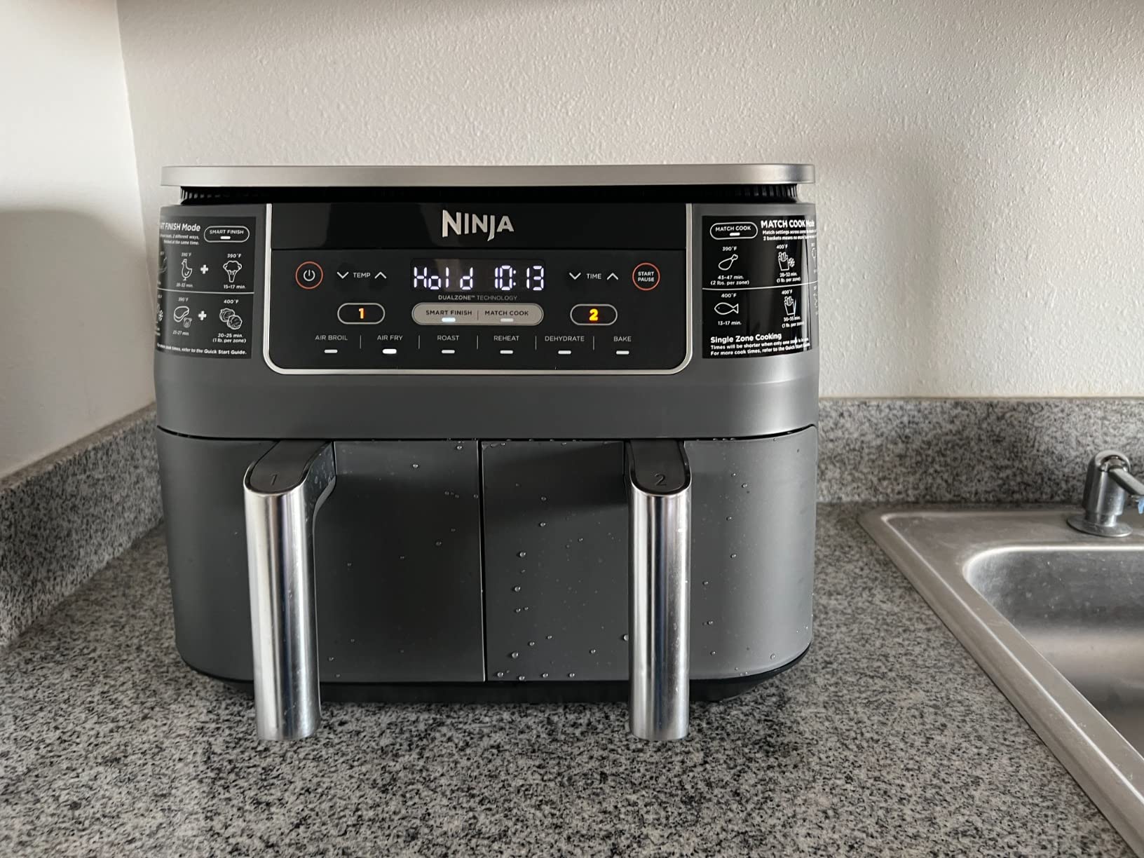 Ninja DZ201 Foodi 8 Quart 6-in-1 DualZone 2-Basket Air Fryer, Match Cook and Smart Finish to Roast, Broil, Dehydrate for Quick Easy Meals, Grey customer photo 2