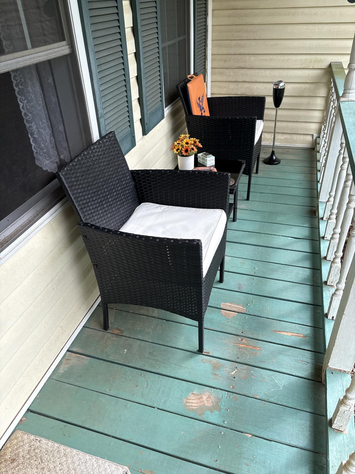 FDW 3-Piece Patio Furniture Set | Black & Beige | Outdoor Wicker Furniture customer photo 1