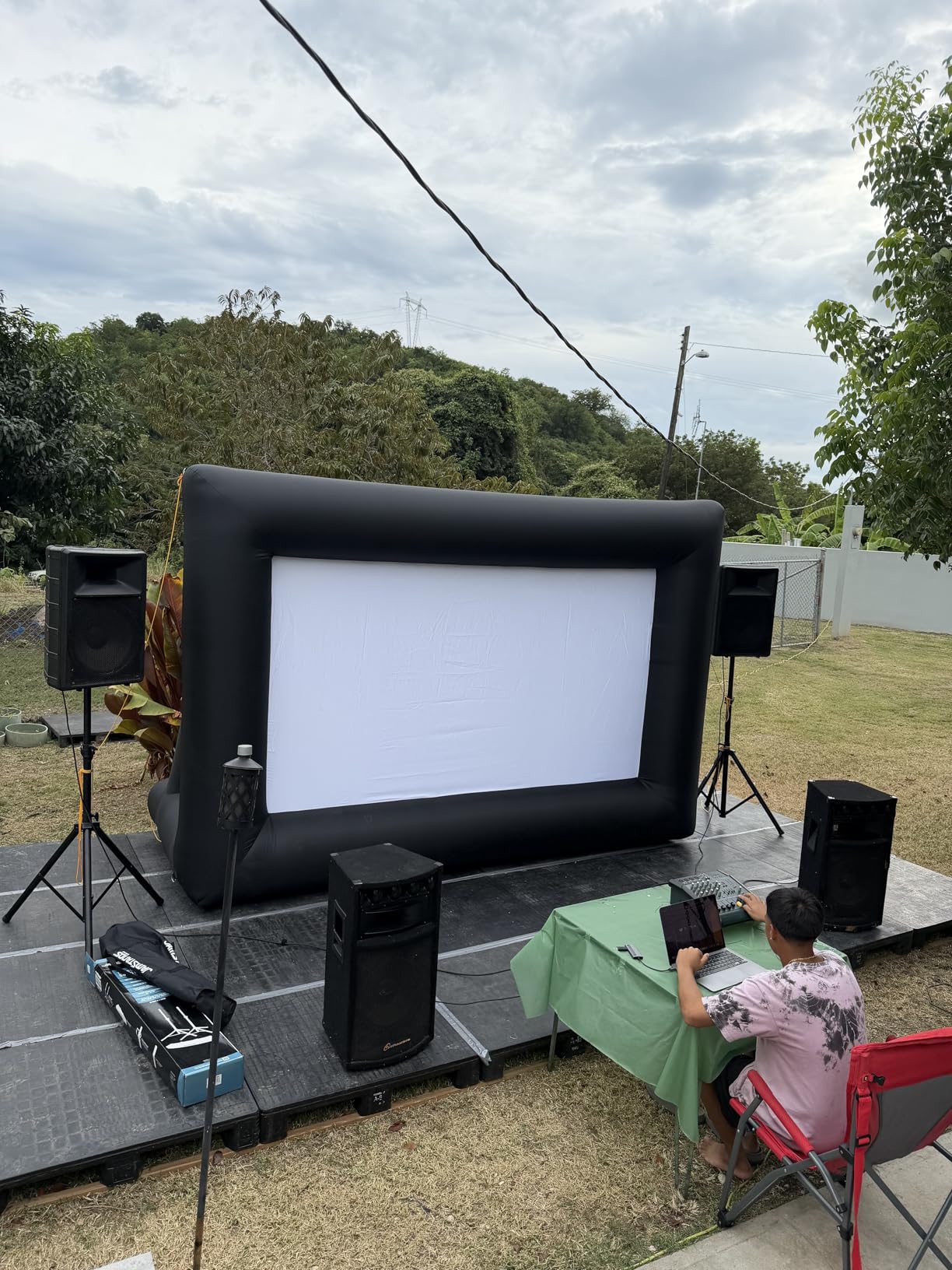 Inflatable Projector Screen - 14FT Outdoor Movie Screen Blow Up for Movie Parties Backyard Outside with Air Blower and Carry Bag, Front and Rear Projection customer photo 2