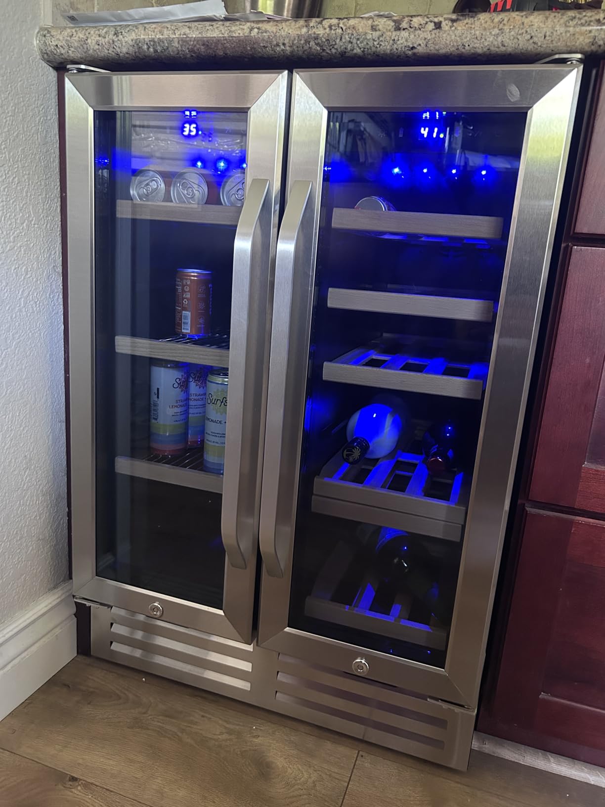 24 Inch Wine Cooler Fridge Dual Zone, Professional Large Capacity High Wine Refrigerator with Powerful Compressor, Quiet Operation and Elegant Design - KMHJ408D customer photo 2