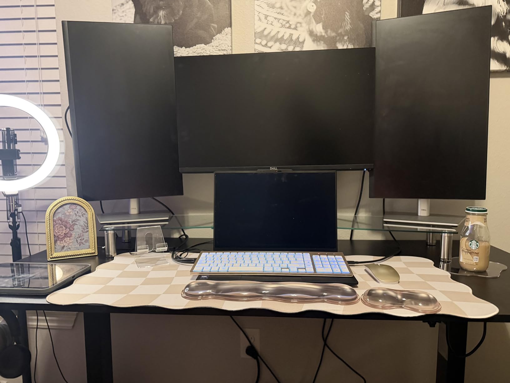 Hemudu Dual Monitor Stand -Adjustable Length and Angle Dual Monitor Riser, Desktop Organizer for PC, Computer, Laptop (Clear) customer photo 1