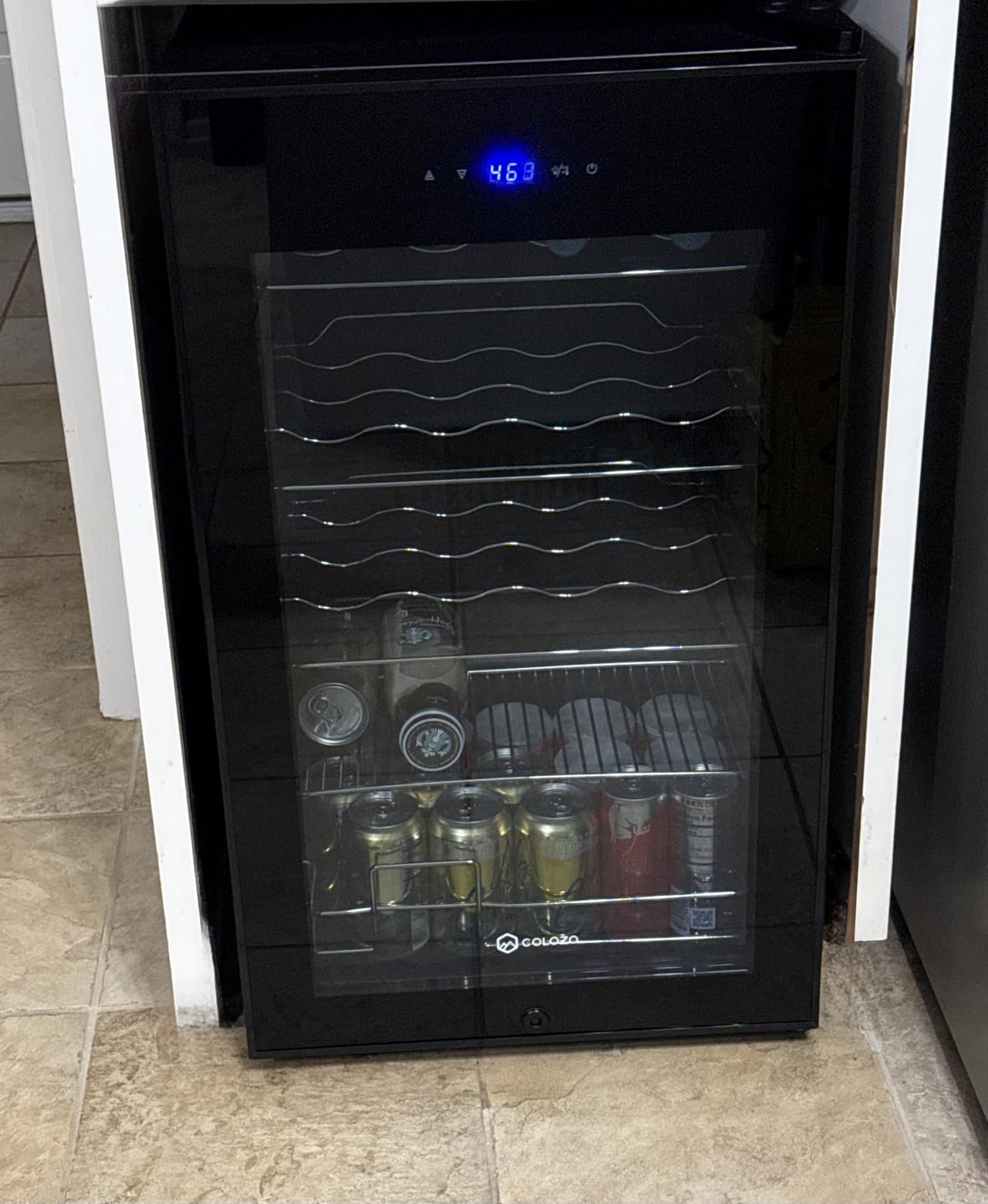 17 Inch Wine Cooler Refrigerator, Freestanding Under Counter Compact Wine Fridge, 40-65F, 24 Bottle Countertop Mini Wine Cooler with Double-Layer Tempered Glass Door/Lock for Bedroom/Apartment customer photo 1