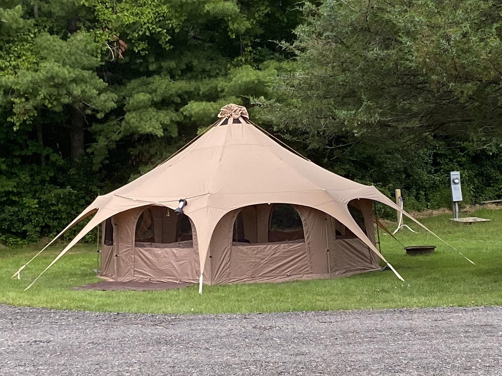MC TOMOUNT Canvas Bell Tent with Stove Jack, 16.4ft*High9.2ft Glamping Tent | 4 Seasons Yurt Tent for Family Camping, Removable Floor, 8 Mesh Windows for 6-10 Person customer photo 1