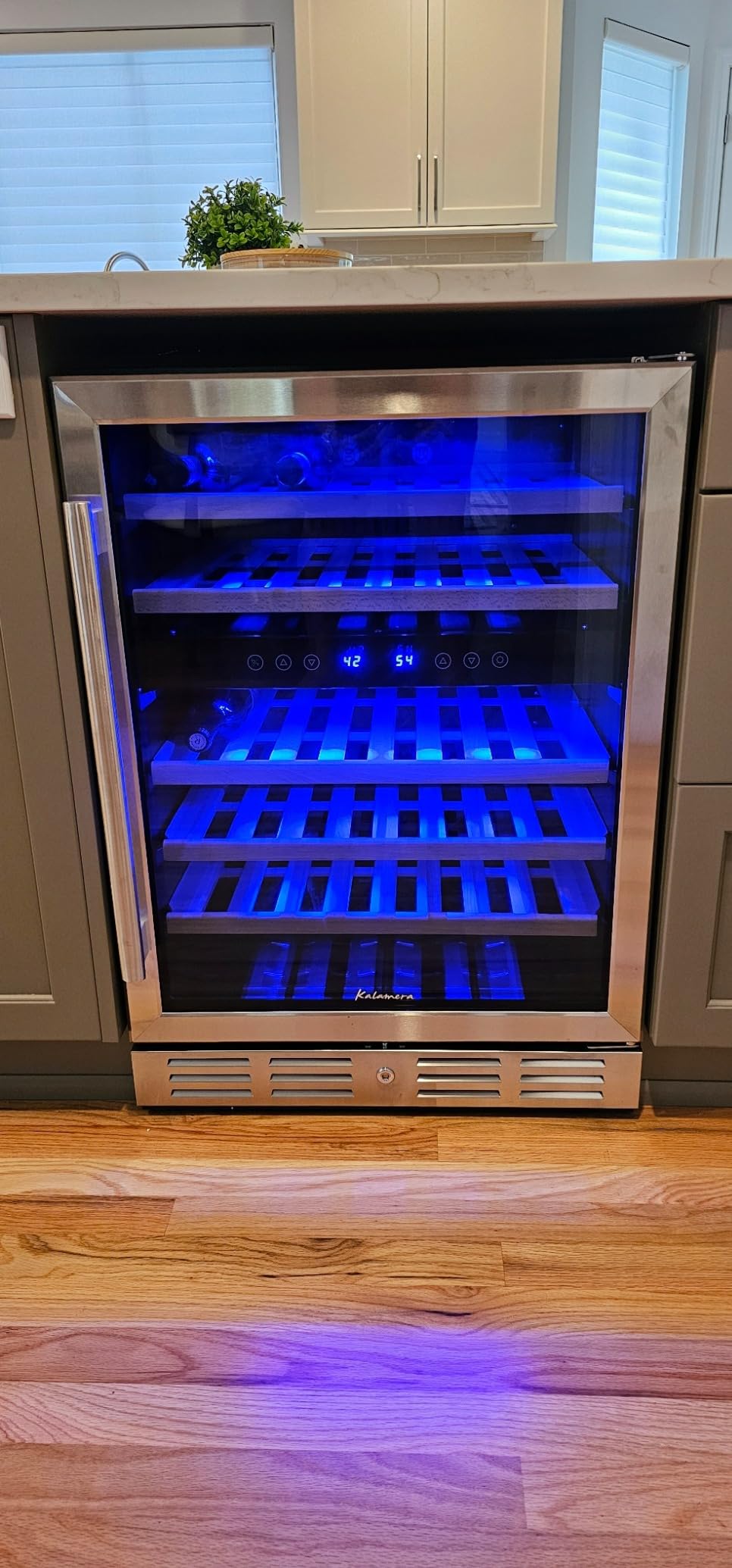 Kalamera 24 inch Wine Cooler, 37 Bottle - Dual Zone Built-in or Freestanding Fridge with Stainless Steel Reversible Glass Door, for Home, Kitchen or Office customer photo 2