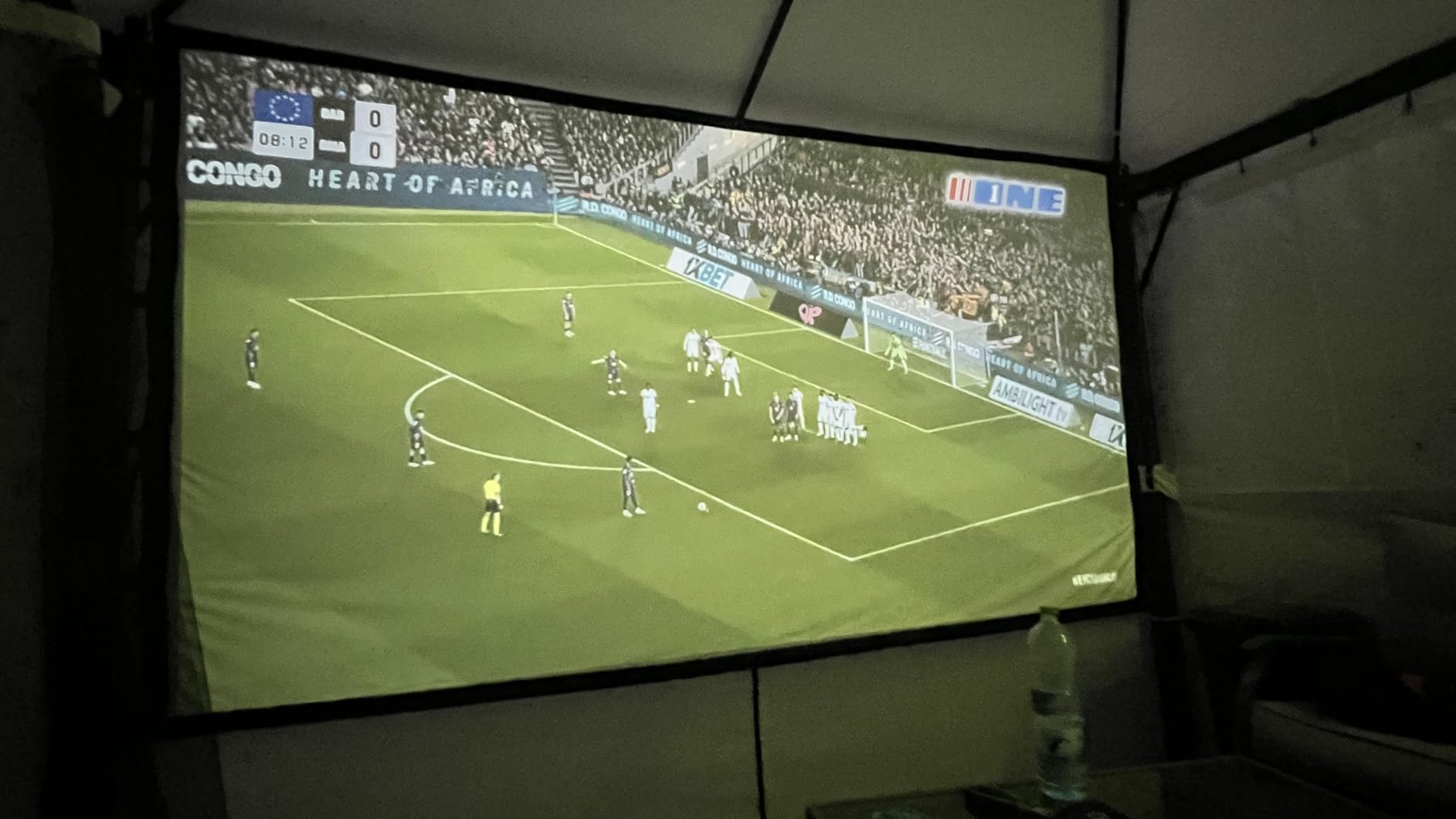 Towond 120 inch Projector Screen with Stand, 4K HD 16:9 Foldable Anti-Crease Indoor Outdoor Movie Screen, Portable Projection Screen for Backyard Theater, Camping, and Office Presentations customer photo 2