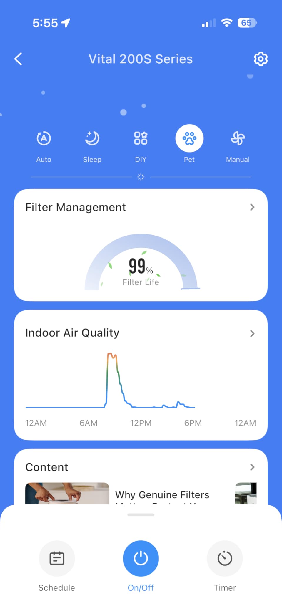 LEVOIT Smart Air Purifier for Home Large Room up to 1875 Ft² Vital 200S-P | For Quiet Bedroom at 27dB, AHAM VERIFIDE, Air Quality Monitor, HEPA Sleep Mode for Allergies, Pet Hair and dander, White customer photo 2