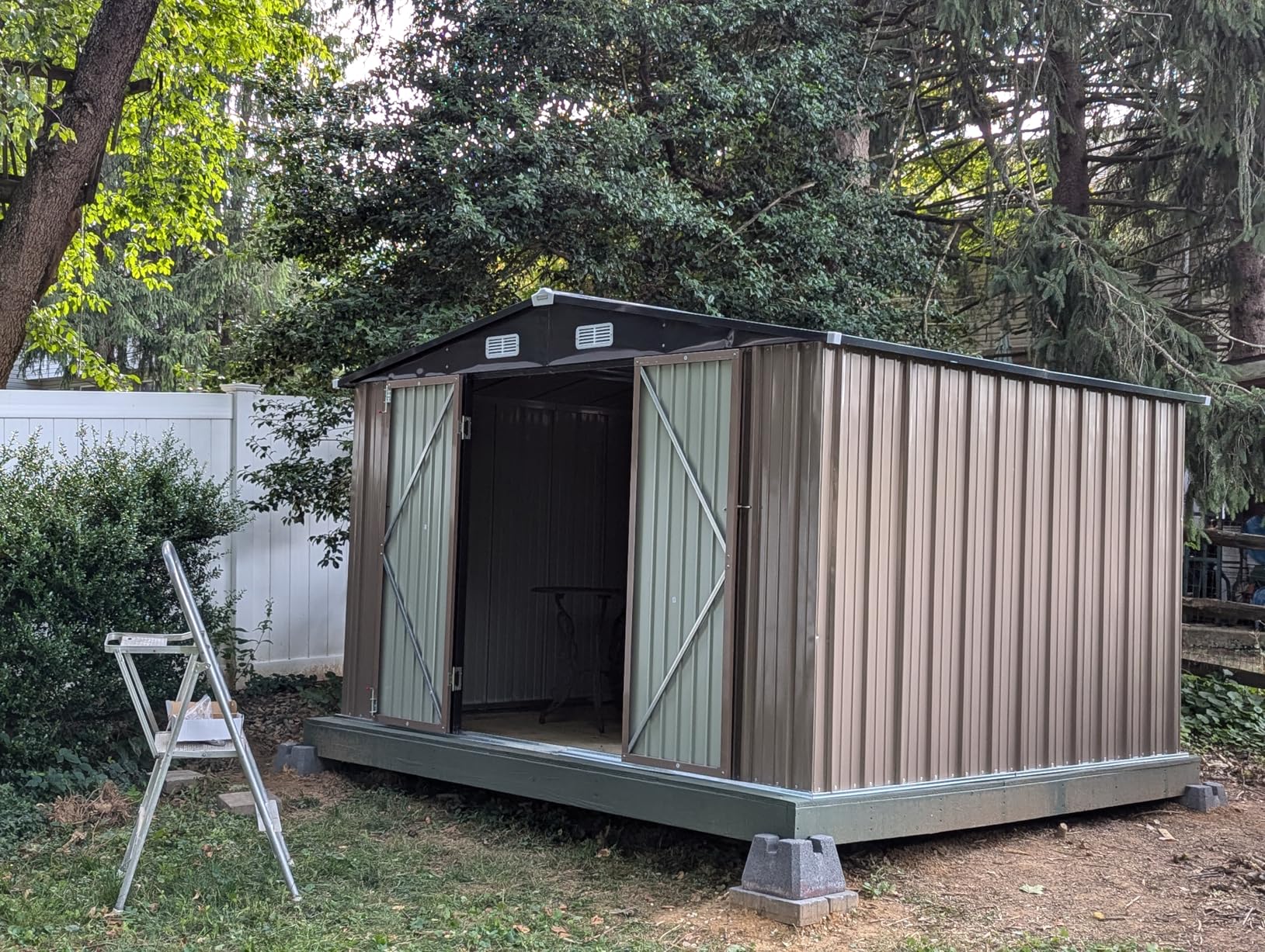 Patiowell 5x3 FT Outdoor Storage Shed, Brown | Tool Shed, Sloping Roof, Lockable Door, Metal Shed for Backyard Garden Patio Lawn customer photo 2