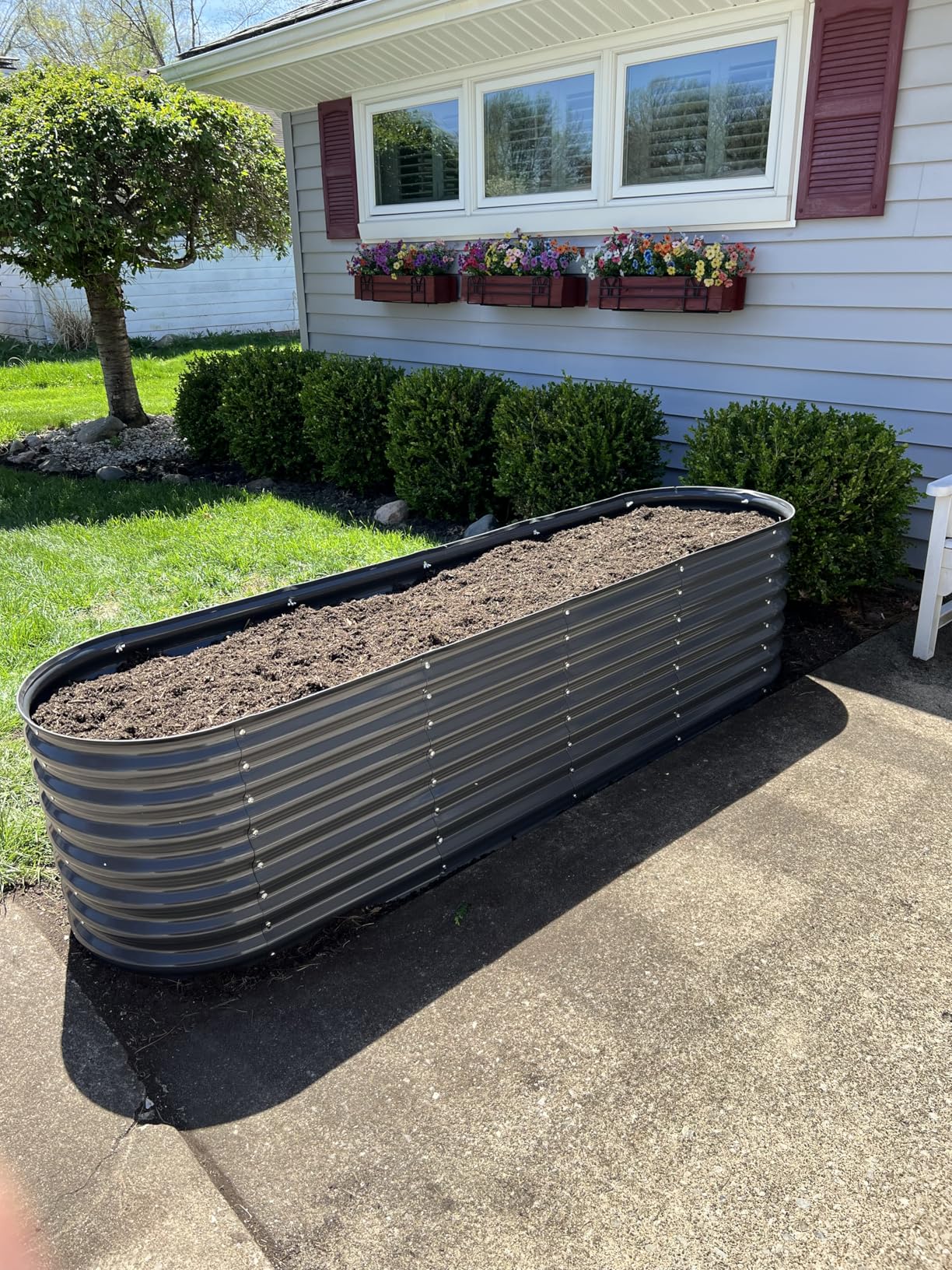 Best Choice Products 8x2x2ft Metal Raised Garden Bed, Oval Outdoor Deep Root Planter Box for Vegetables, Herbs w/ 4 Support Bars, 215 Gal Capacity - Charcoal customer photo 1