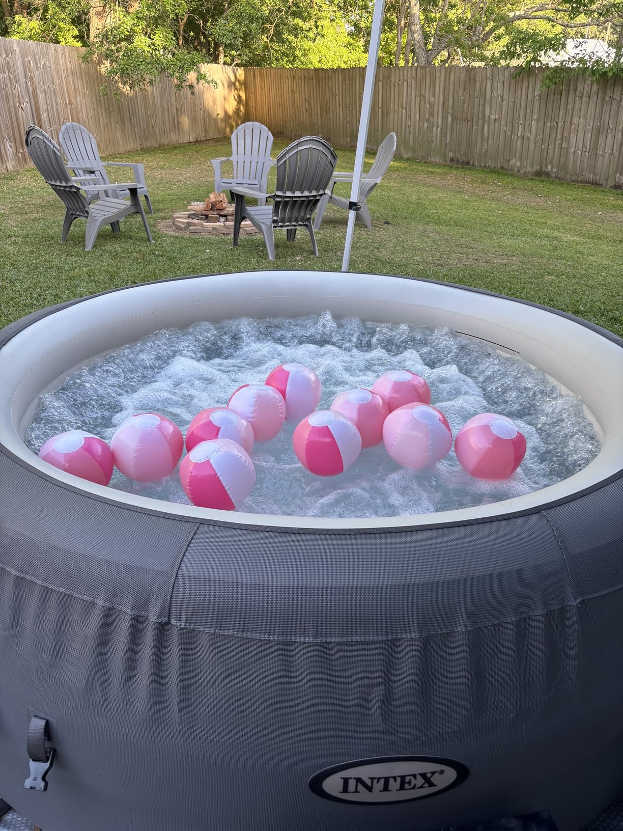 INTEX SimpleSpa 4 Person Inflatable Hot Tub, Portable Spa with 100 Jets | 28483E Built-in Hard Water Treatment with Cover & Ground Cloth for Insulation, 77in x 26in customer photo 1