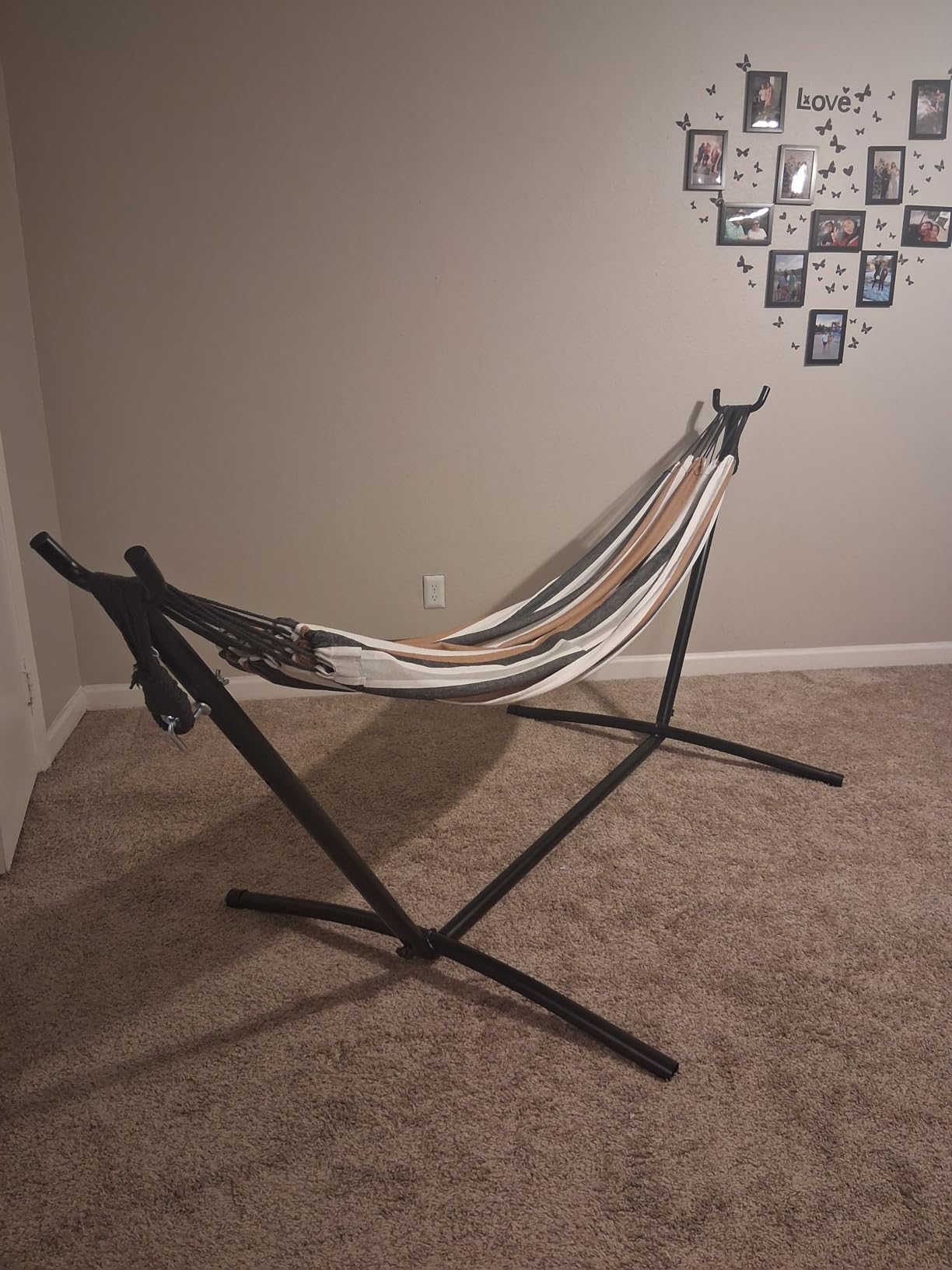 SZHLUX Hammock with Stand for Outside | 450lb Capacity Steel Stand, Premium Carry Bag Included and Two Anti Roll Balance Beam customer photo 1
