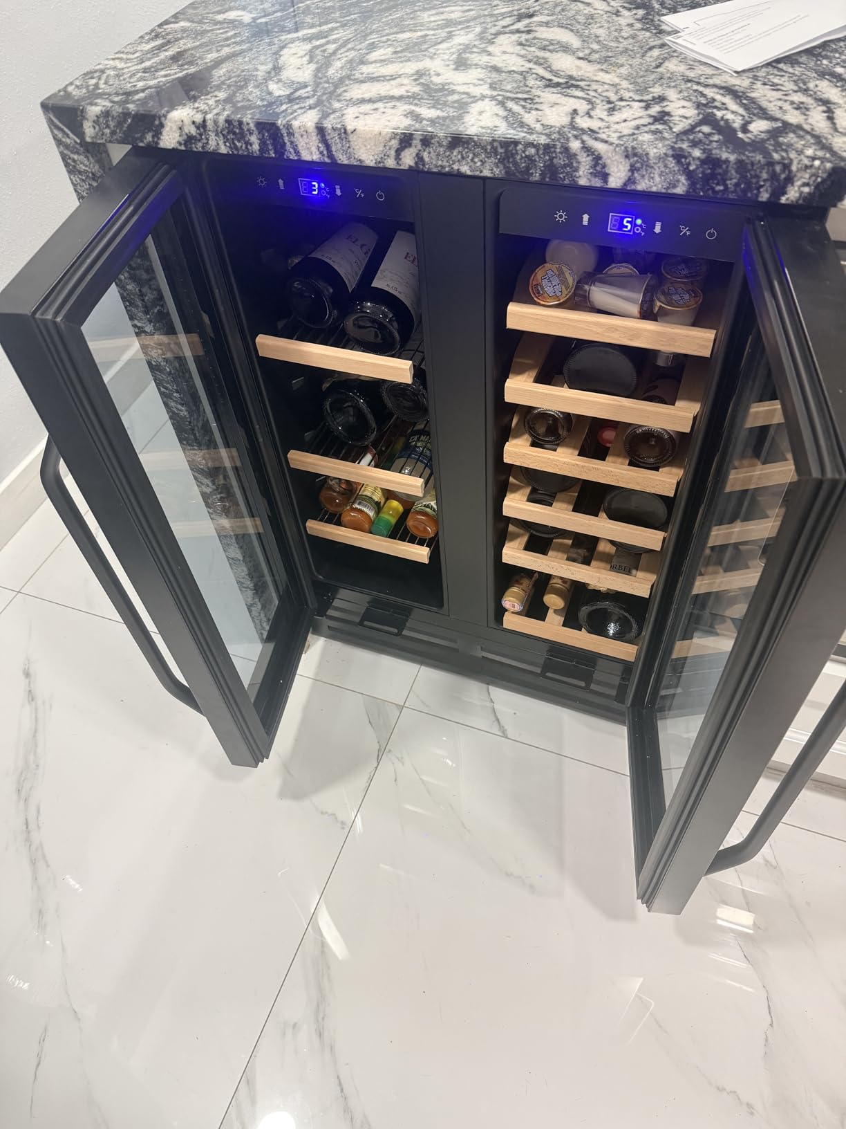 FoMup Wine Cooler Refrigerator 24 Inch, 180 Bottles Large Wine Fridge Dual Zones, Tall Freestanding/Built-in Wine Cellar Professional with Reversible Door Sliding Rail Shelves customer photo 2