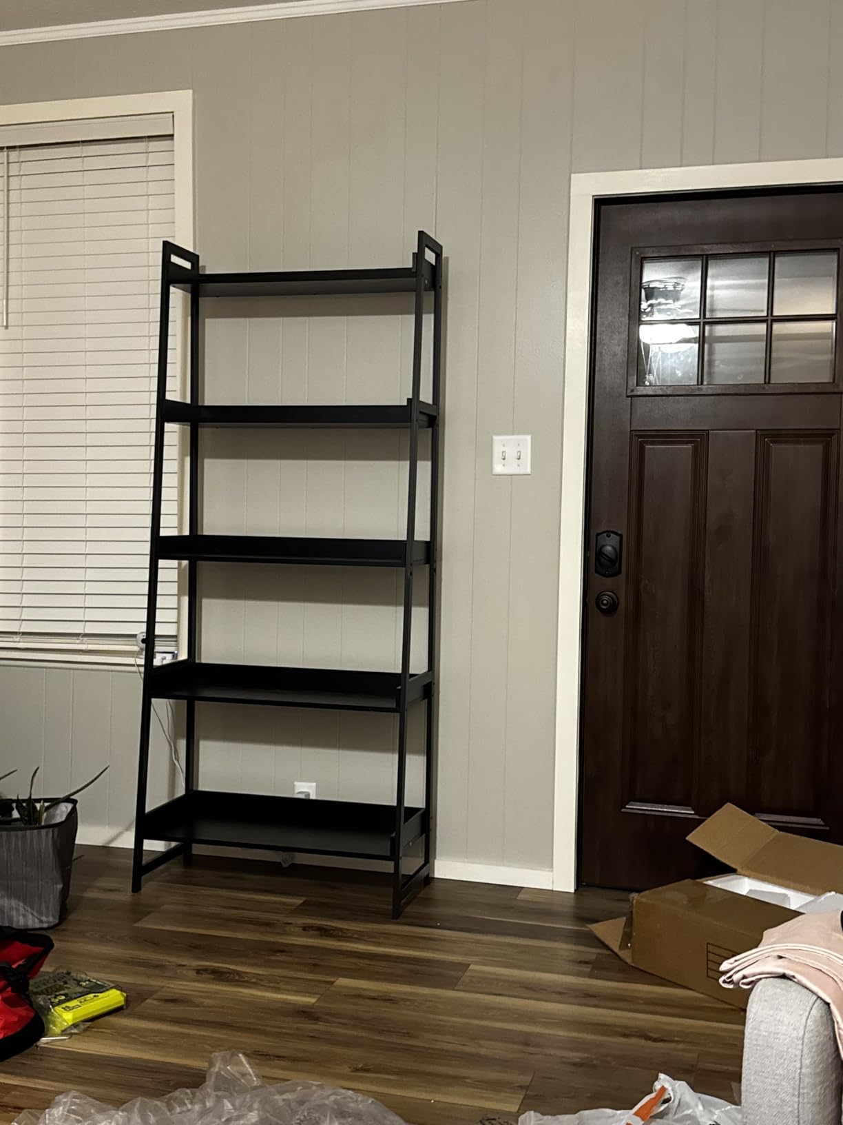 IRONCK Ladder Shelf, Ladder Bookshelf 5-Tier 74.8in Tall, Industrial Bookcase and Bookshelf, Display Shelf Metal Frame for Home Office, Bathroom, Living Room, Vintage Brown customer photo 2