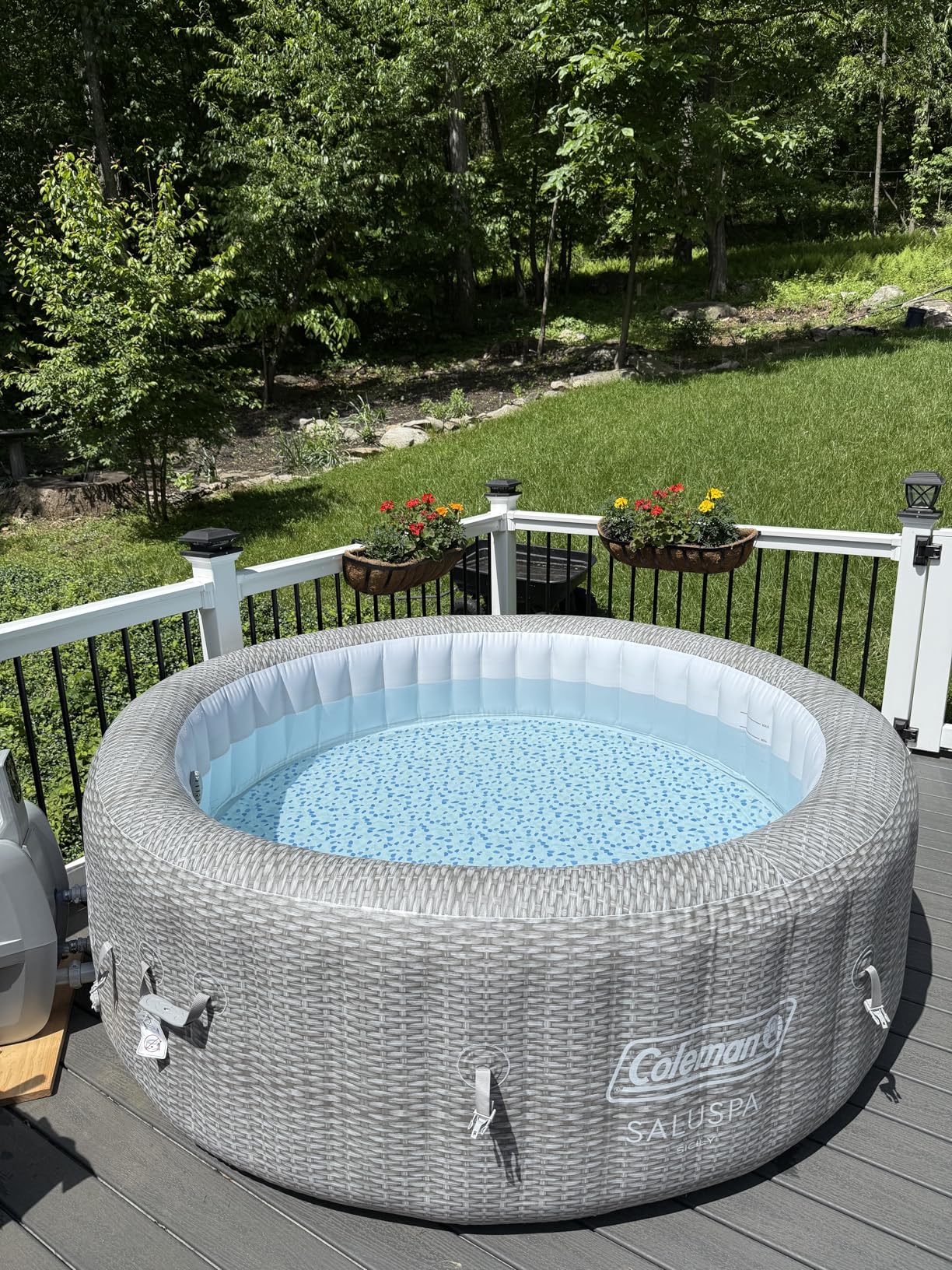 Coleman SaluSpa Sicily Energy-Efficient 5-7 Person Inflatable Hot Tub | Smart AirJet Portable Outdoor Spa with EnergySense Insulated Cover and 180 Massage Jets, 85
