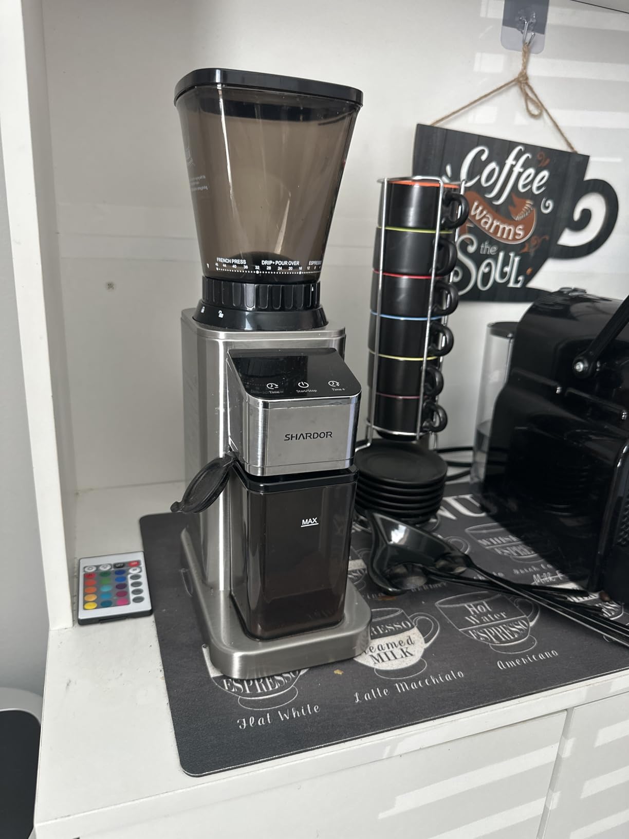 SHARDOR Conical Burr Coffee Bean Grinder, Anti-Static, 48 Settings, Silver customer photo 2