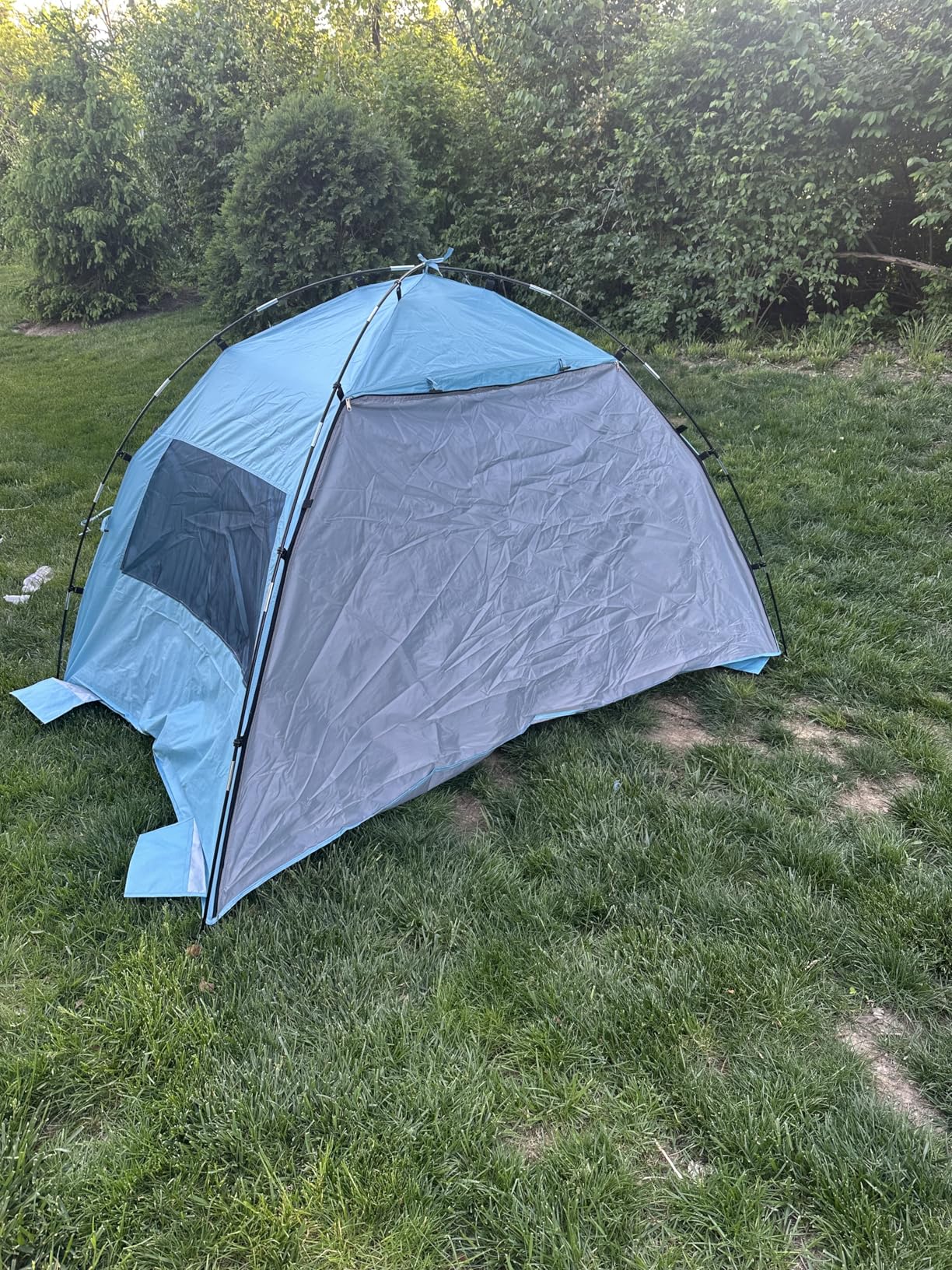 Elegear CumbreX Beach Tent Sun Shelter with Canopy, 4-5 Person Pop Up Beach Tent, Easy Setup UPF 50+ UV Protection Portable Lightweight Double Silver Coating Beach Cabana Sun Shade Shelter - Sky Blue customer photo 2