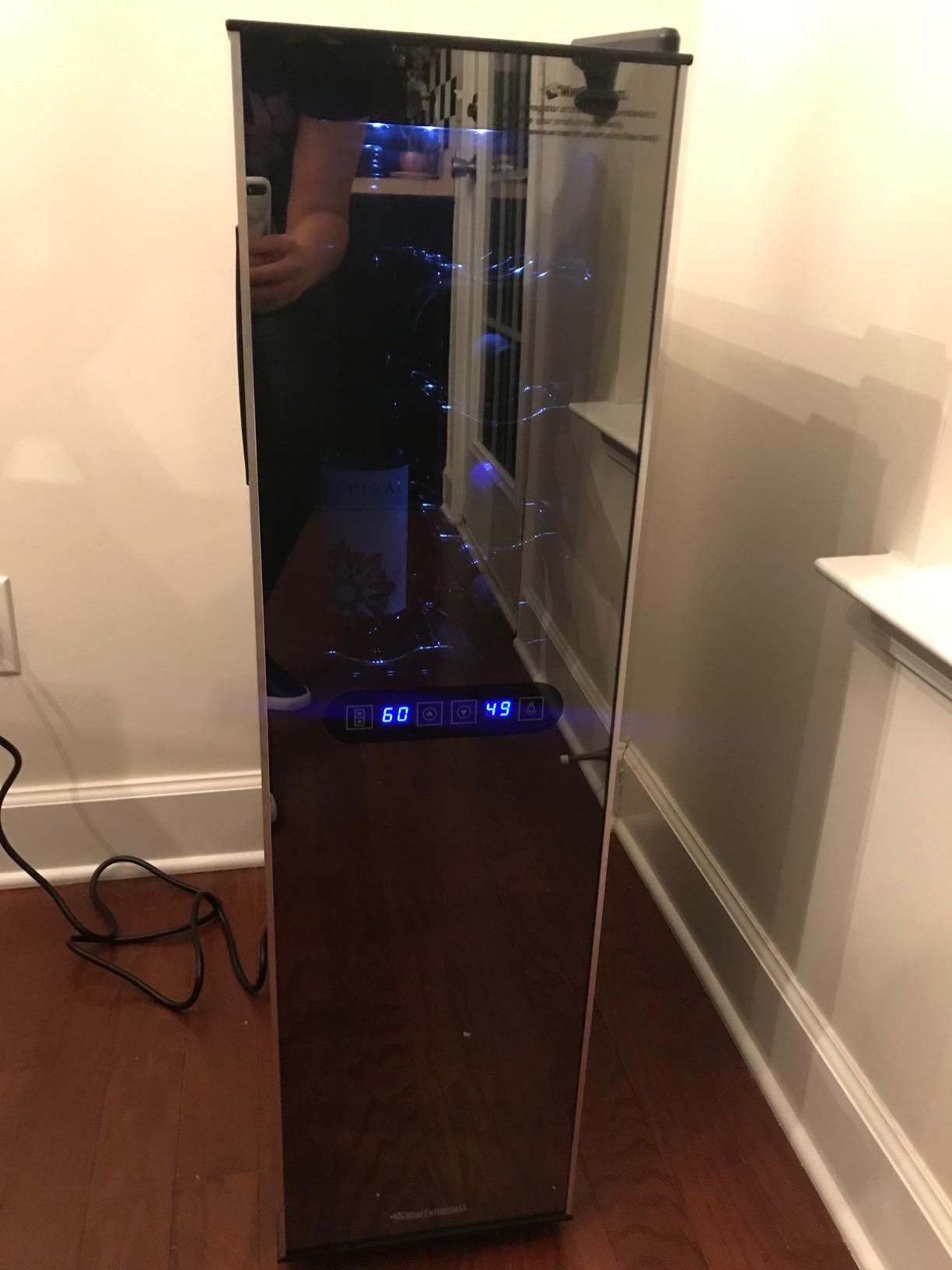 Wine Enthusiast 18-Bottle Slimline Dual Zone Wine Cooler - Energy Efficient Freestanding Wine Refrigerator - Upright Bottle Storage, Adjustable Thermostat, Digital Touchscreen (20.5 x 10.7 x 36.8) customer photo 1