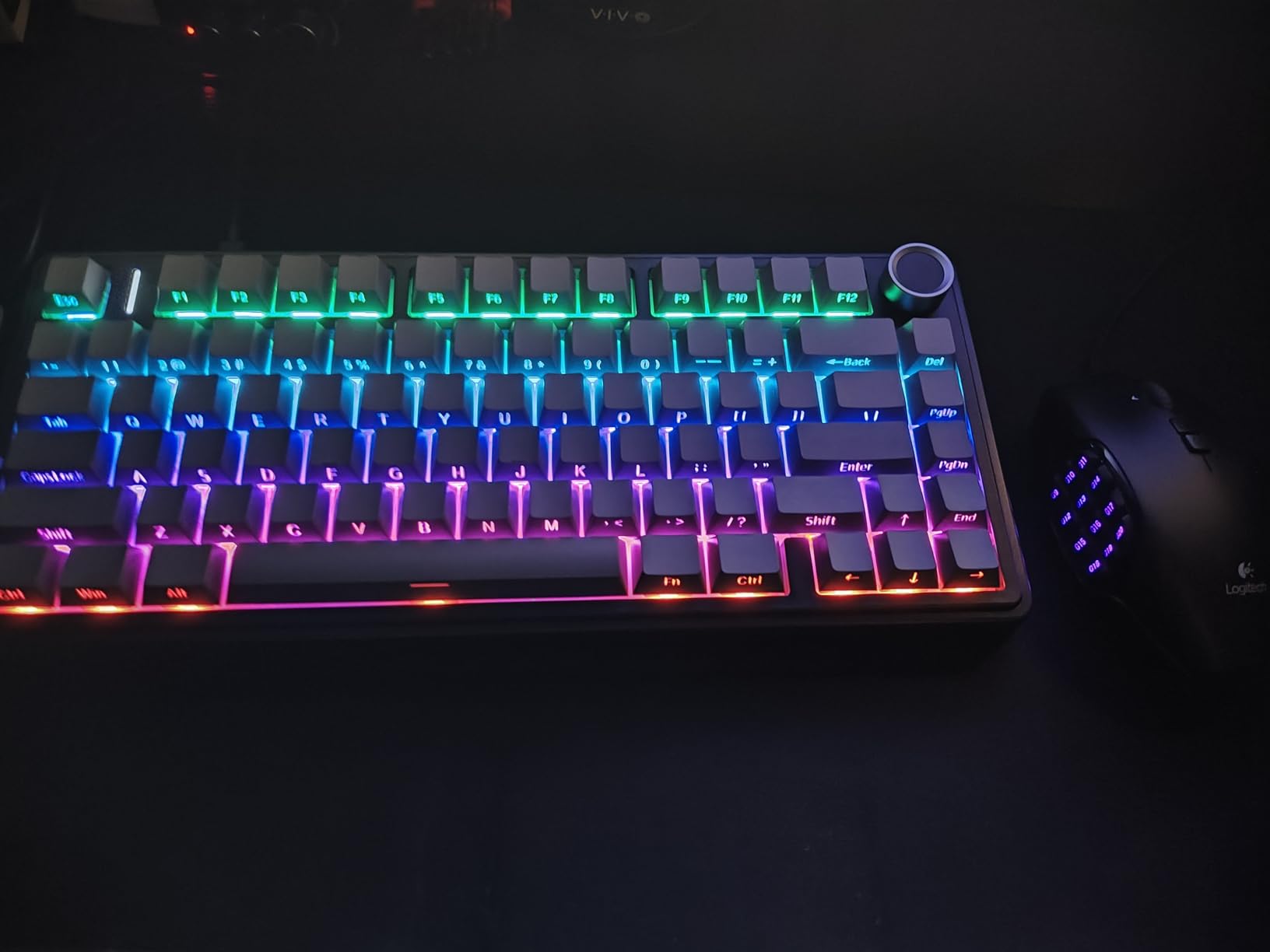 AULA F75 Pro Wireless Mechanical Keyboard, 75% Hot Swappable Custom Keyboard with Knob, RGB Backlit, Pre-lubed Reaper Switches, Side Printed PBT Keycaps, 2.4GHz/USB-C/BT5.0 Mechanical Gaming Keyboards customer photo 1