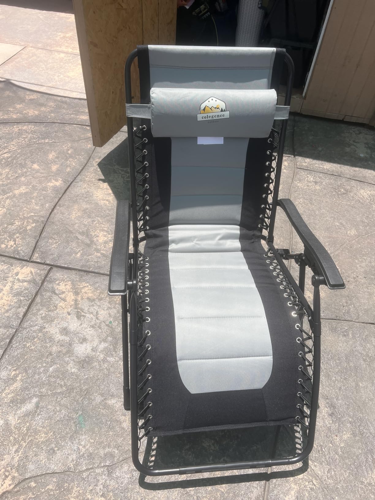 Colegence Oversized Padded Zero Gravity Lounge Chair | Foldable Patio Anti Gravity Reclining Chairs Folding Lawn Recliner with Cup Holder for Outdoor, Support 400 lb, Black customer photo 2