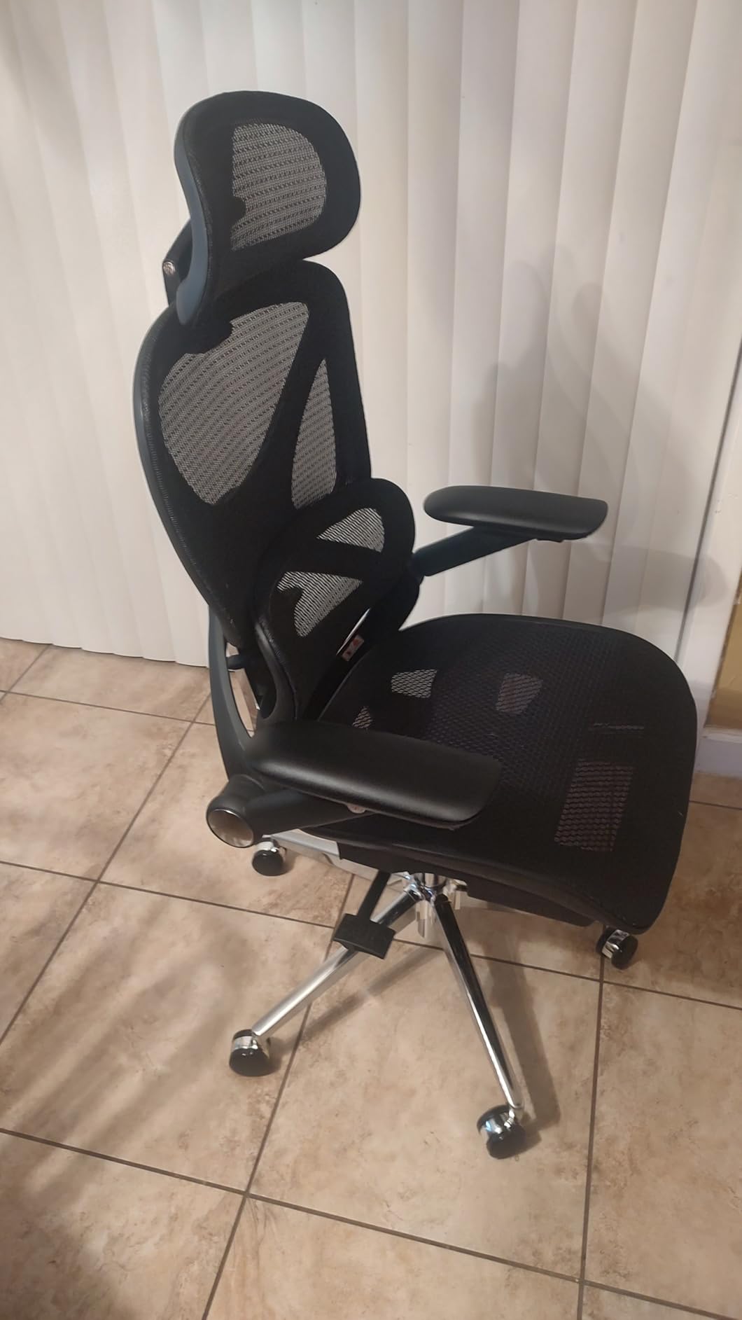 CAPOT Ergonomic Mesh Office Chair, Adjustable Lumbar High Back Desk Chair 400lbs, 4D Flip-up Arms, 3-Level Tilt Backrest, 3D Headrest, PU Wheels, Swivel Rolling Computer Seating for Long Desk Work customer photo 2