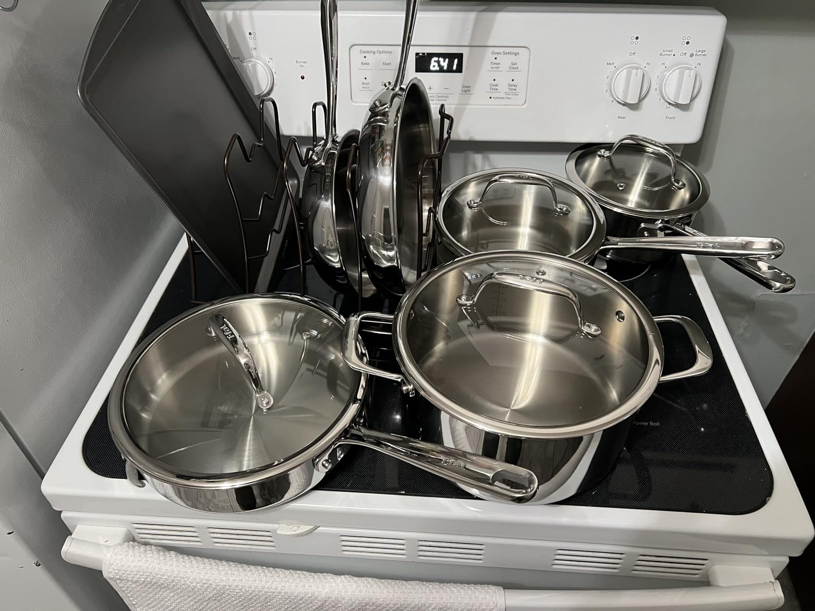 T-fal Pro Tri-Ply Stainless Steel 10-Piece Induction Cookware Set | NSF-certified, oven safe to 500°F, glass lids to 350°F, measuring marks inside, all cooktops including induction customer photo 2