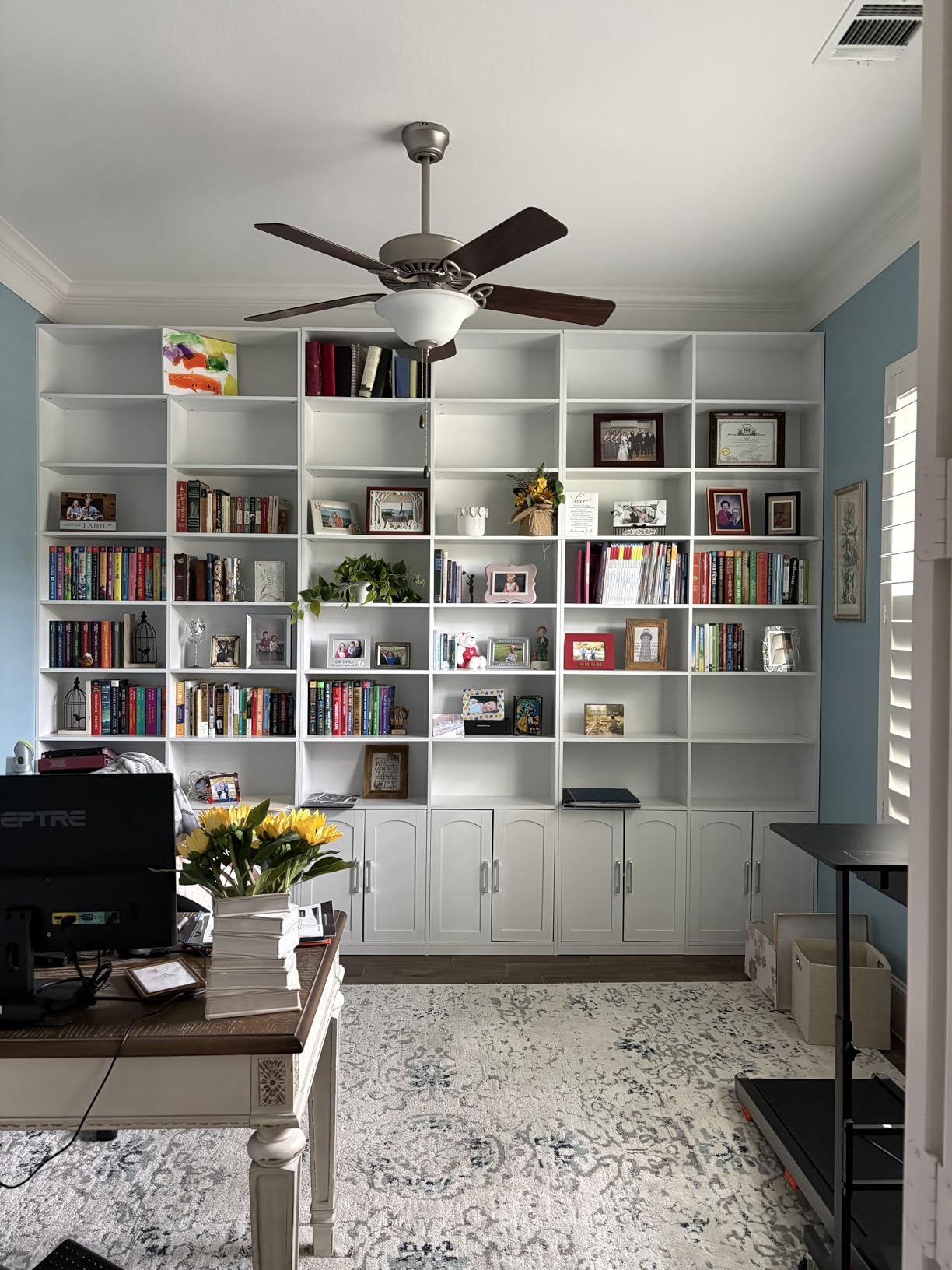 FACBOTALL Bookshelf and Bookcase with Doors, 6 Tier Double Wide Large Bookshelves, Open Display Shelves, 73'' Tall Bookshelf with Storage Cabinets for Home Office, Living Room, Library, Oak customer photo 2