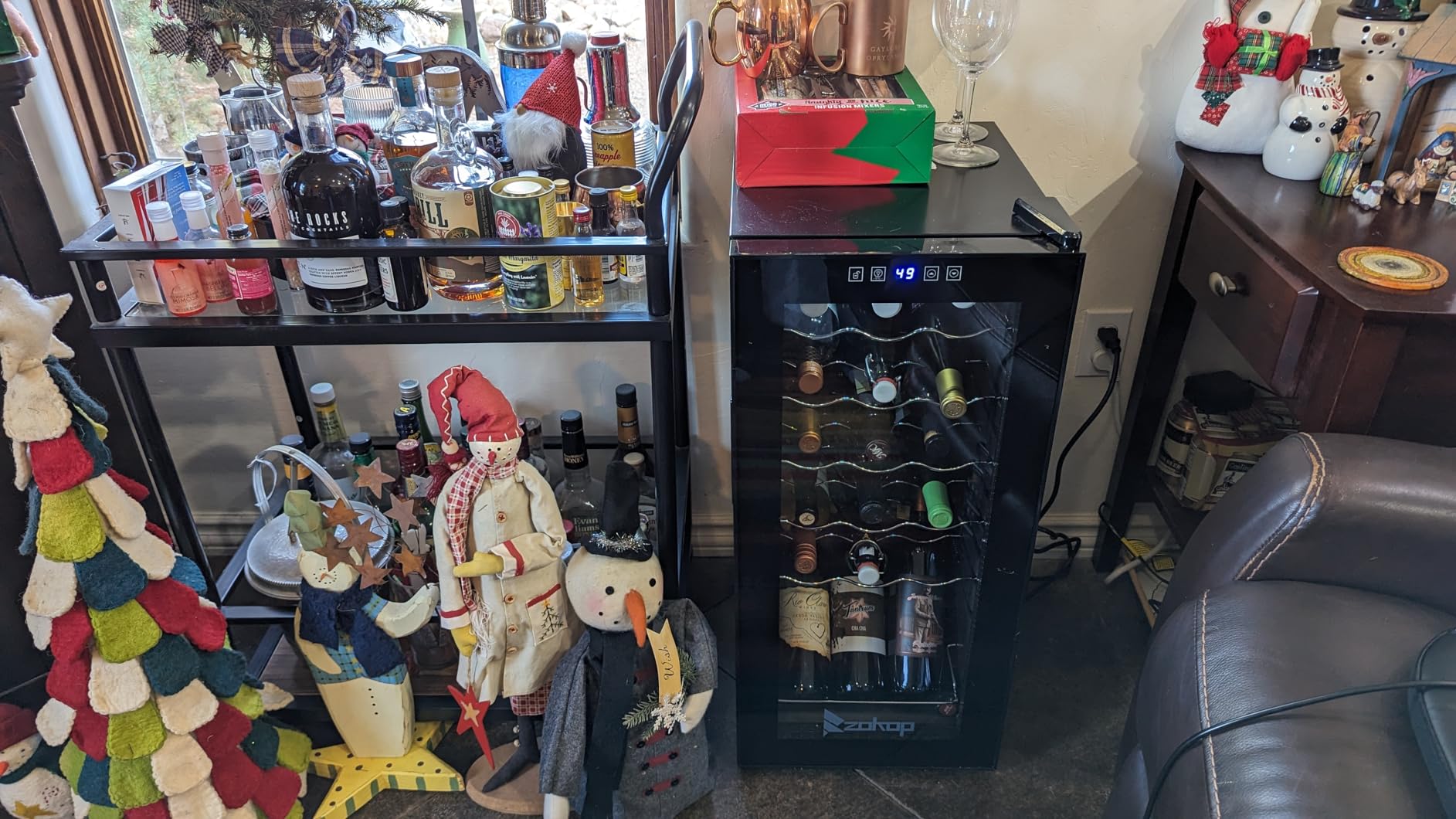 ROVSUN 33 Bottle Wine Fridge, Dual Zone Wine and Beverage Refrigerator with Independent Temp & LED Control Panel, Freestanding Wine Cooler Chiller for Red White Wine, Champagne, Beer customer photo 1
