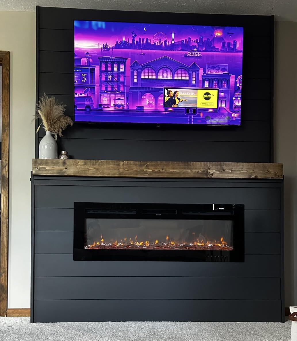 EUHOMY 50 Inch Electric Fireplace Recessed and Wall Mounted customer photo 2