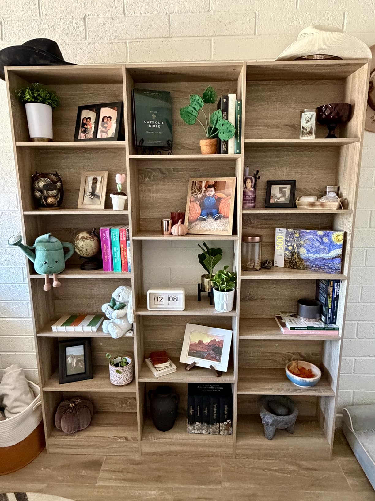 FACBOTALL Triple Wide Bookshelf, 6 Tier Large Bookshelf, Bookcase with 17 Open Display Shelves, 74'' Tall Bookcases and Bookshelves for Living Room, Home Office, Library, Green customer photo 2
