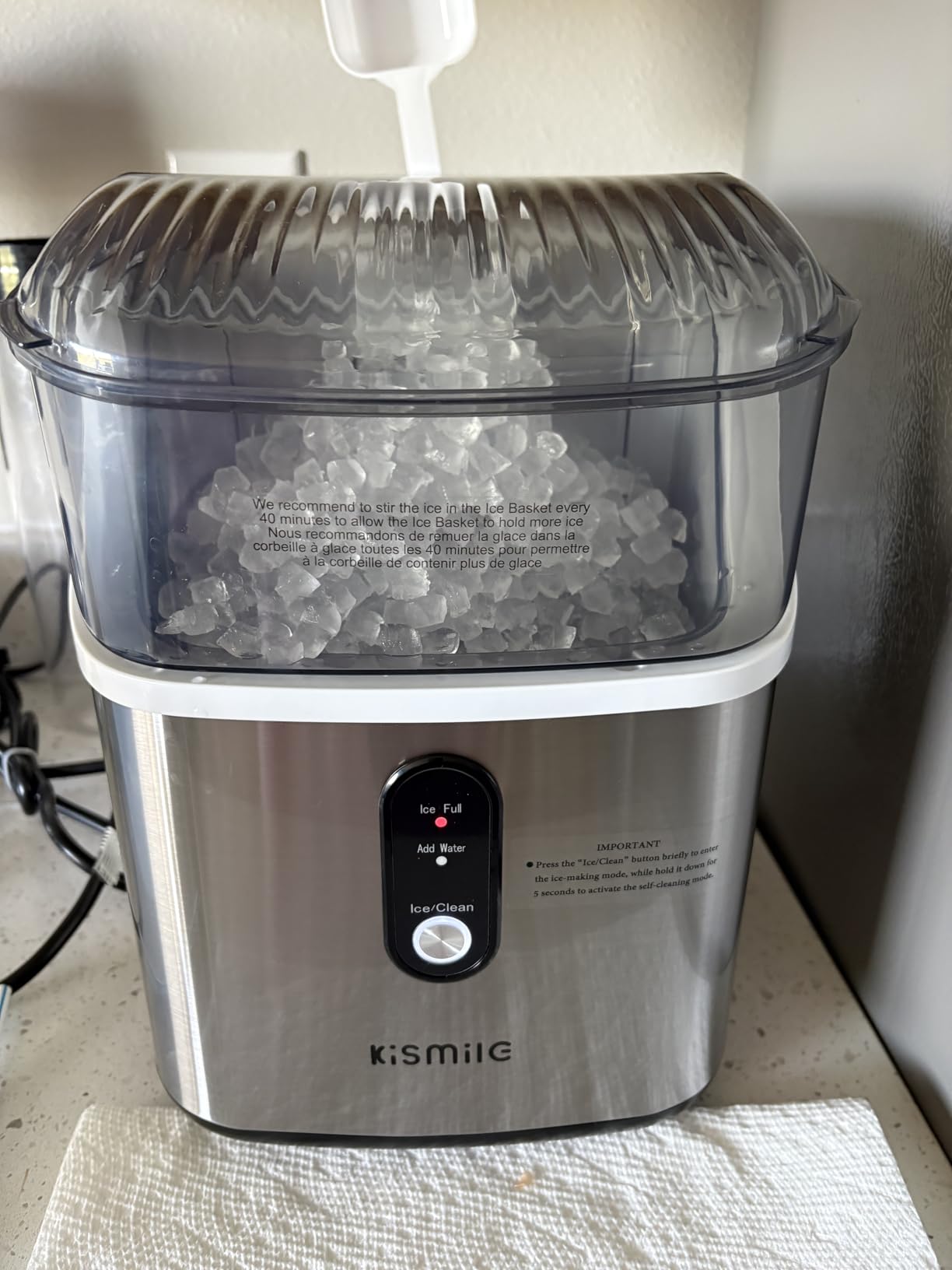 Kismile Nugget Ice Maker Countertop, 35 lbs/Day, Stainless Steel customer photo 2