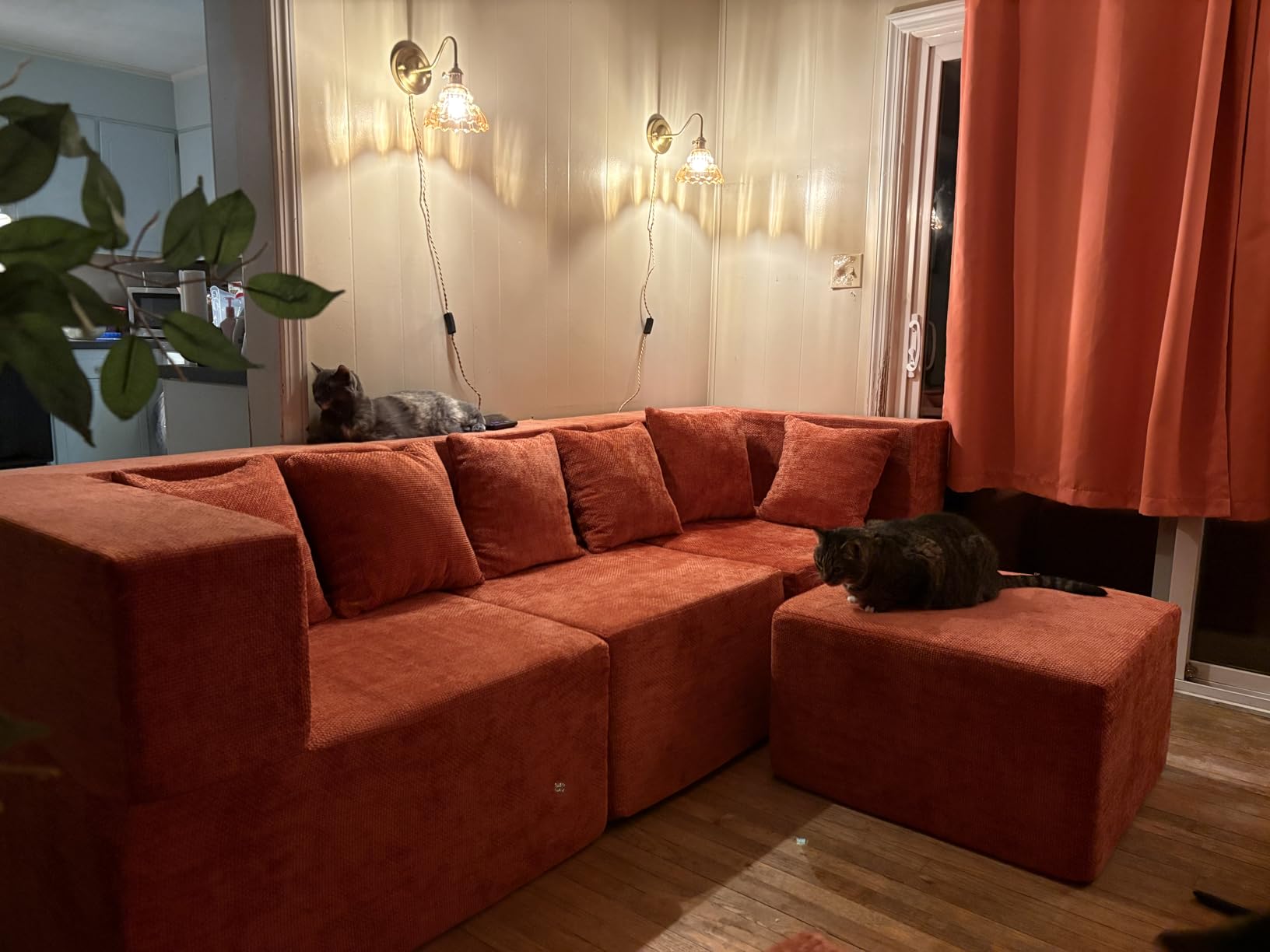 Modular Sectional Cloud Couch for Living Room - 130'' 6 Seater Convertible Chenille Couches Set with Ottoman, No Assembly Compression Sofas, Comfy Floor Sofa with Memory Foam, Grey customer photo 1