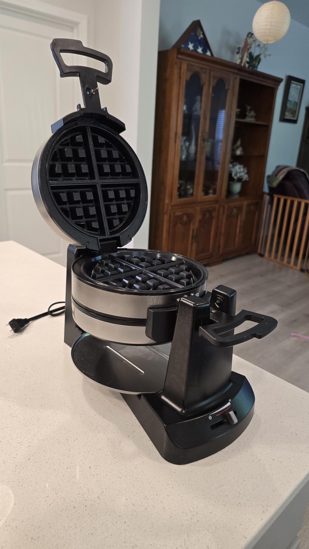 Cuisinart Double Flip Belgian Waffle Maker, Stainless Steel, 1400W | Double flip waffle iron with nonstick plates, ready indicator lights & adjustable browning for every preference, WAF-F40NAS customer photo 1