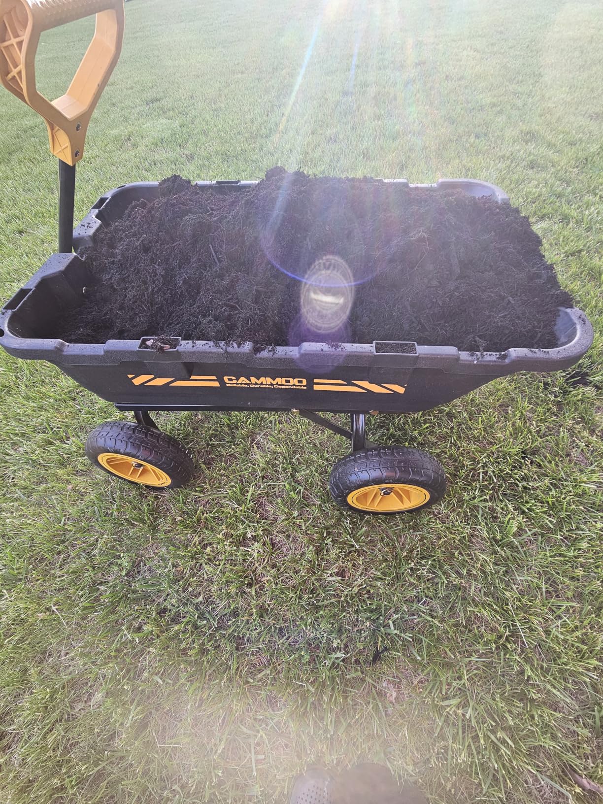 CAMMOO 10in NO-FLAT TIRES 900lb Heavy-Duty Garden Dump Cart DIY Expandable Capacity Over 4 Cu.Ft. Utility Wagon with Quick-Release Dumping & Prime Grade 100% Virgin Polypropylene-Not Recycled Material customer photo 1