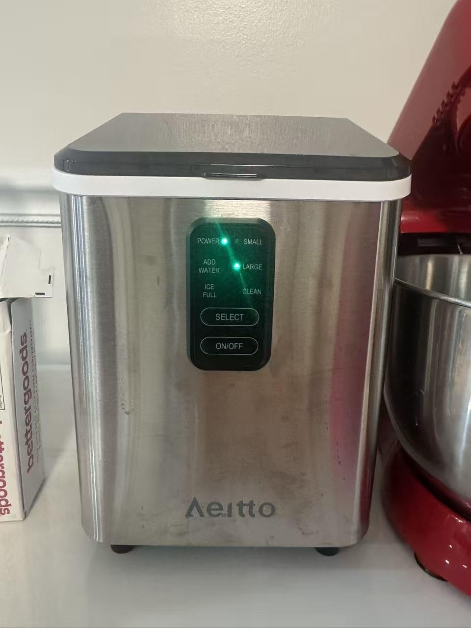 Aeitto Ice Maker Countertop 26lbs/24H, Ice Machine 8 Ice Cubes Ready in 6 Mins, 2 Sizes of Bullet Ice Portable Ice Makers with Basket & Scoop, Auto Self-Cleaning for Home/Kitchen/Office Stainless customer photo 2