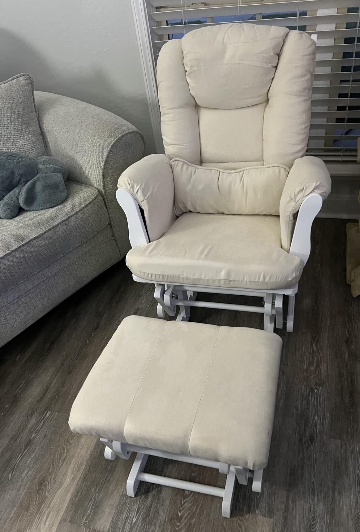 Storkcraft Tuscany Glider with Ottoman (Black/Gray) - GREENGUARD Gold Certified, Bonus Lumbar Cushion Included, Solid Wood Base, Smooth Motion, Award-Winning Nursery Rocking Chair, Glider and Ottoman customer photo 2