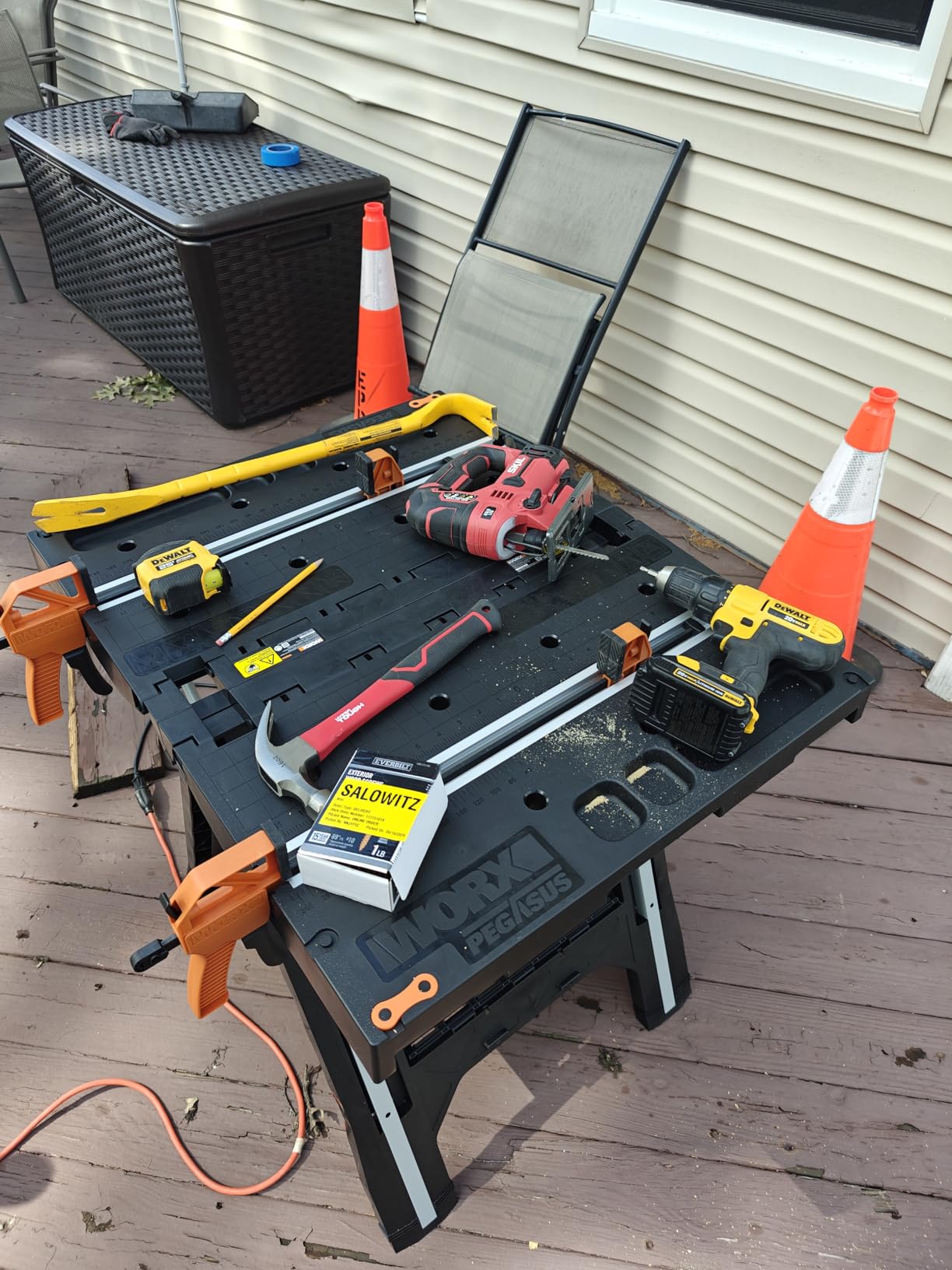 Worx Pegasus 2-in-1 Folding Work Table & Sawhorse, Easy Setup Portable Workbench, 31