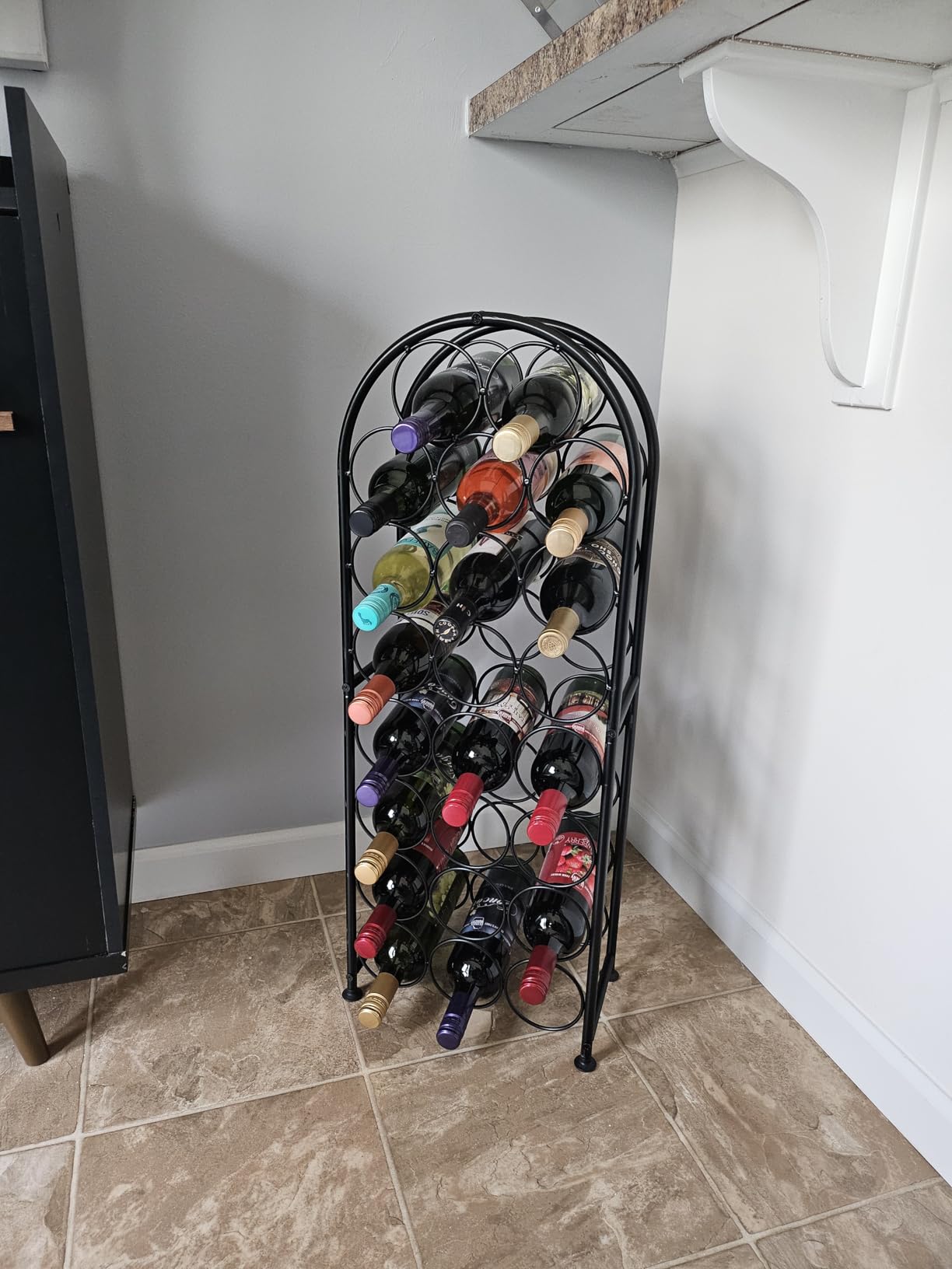 PAG 23 Bottles Arched Freestanding Floor Metal Wine Rack Wine Bottle Holders Stands, Black customer photo 1