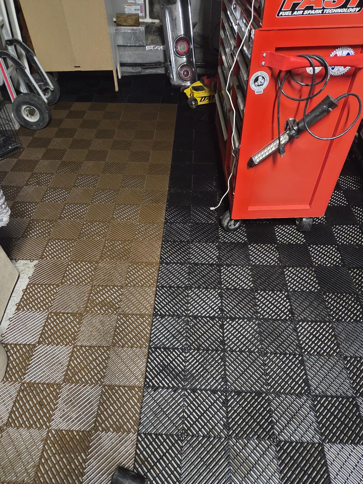 Big Floors RaceDeck Garage Floor Tiles, Interlocking Garage Flooring, Free-Flow Self-Draining Non-Slip Heavy-Duty Copolymer, Easy Install (Graphite, 48 Pack of 12 x 12