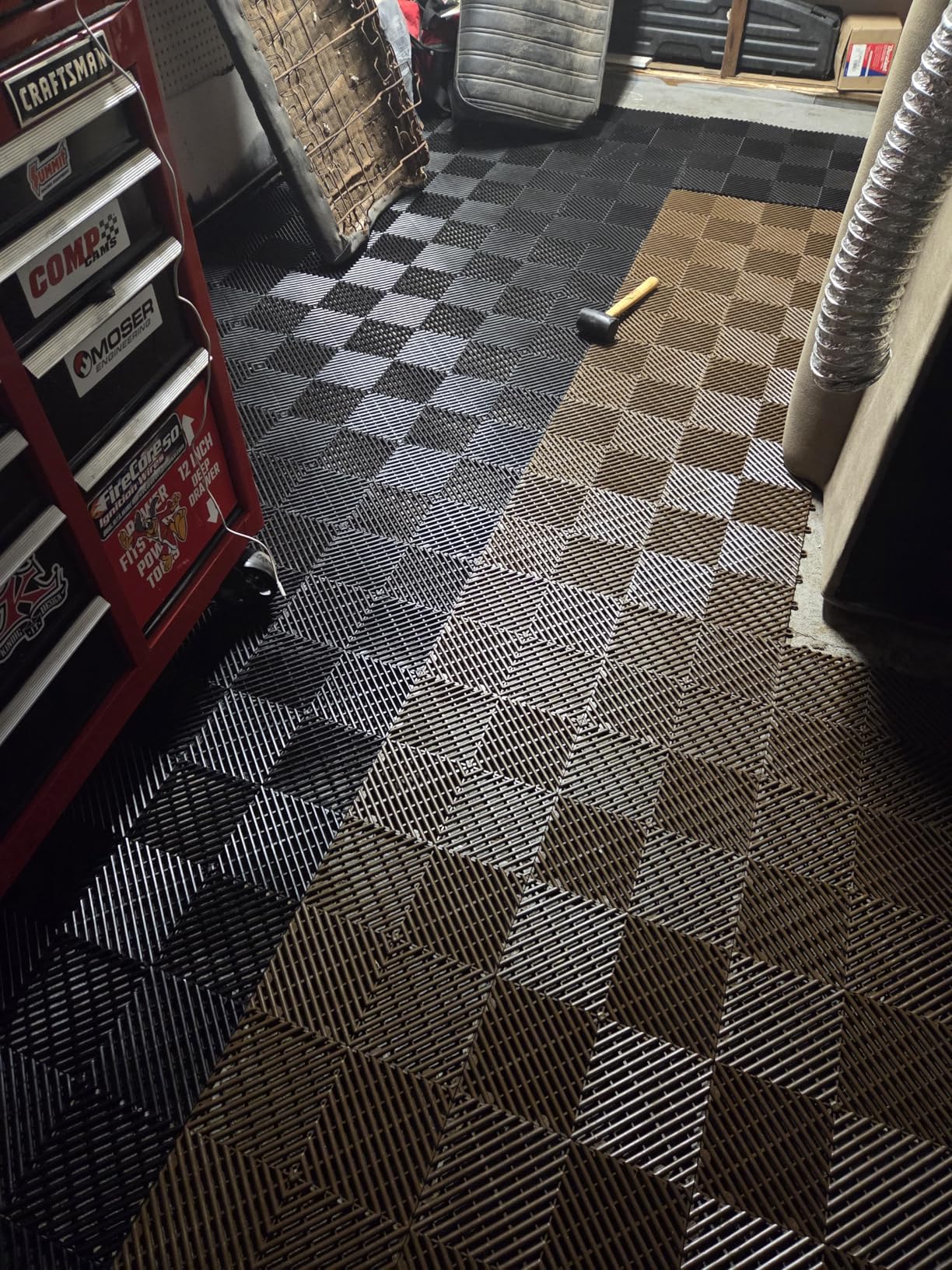 Big Floors RaceDeck Garage Floor Tiles, Interlocking Garage Flooring, Free-Flow Self-Draining Non-Slip Heavy-Duty Copolymer, Easy Install (Graphite, 48 Pack of 12 x 12