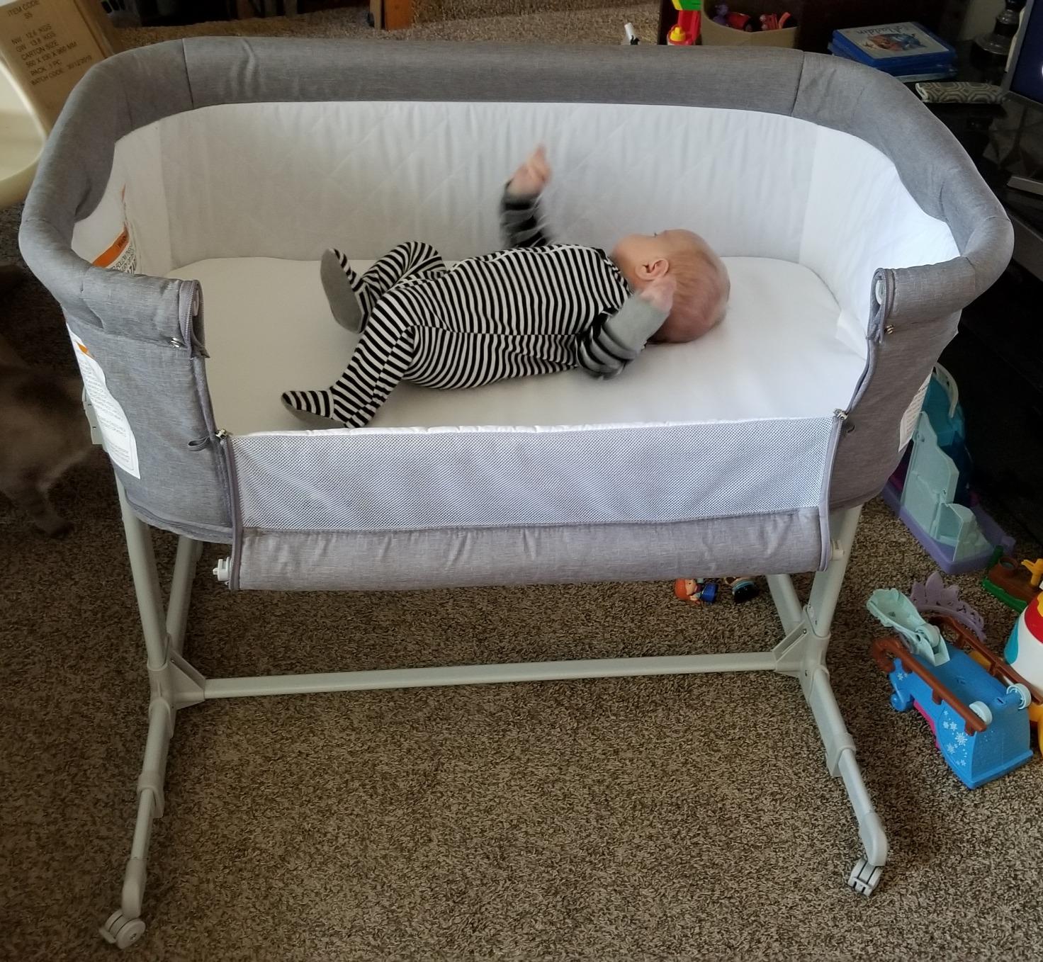 KoolerThings 3 in 1 Baby Bassinet, Bedside Sleeper, & Playpen, Easy Folding Portable Crib (Grey)- KoolaBaby (Bassinet) customer photo 2